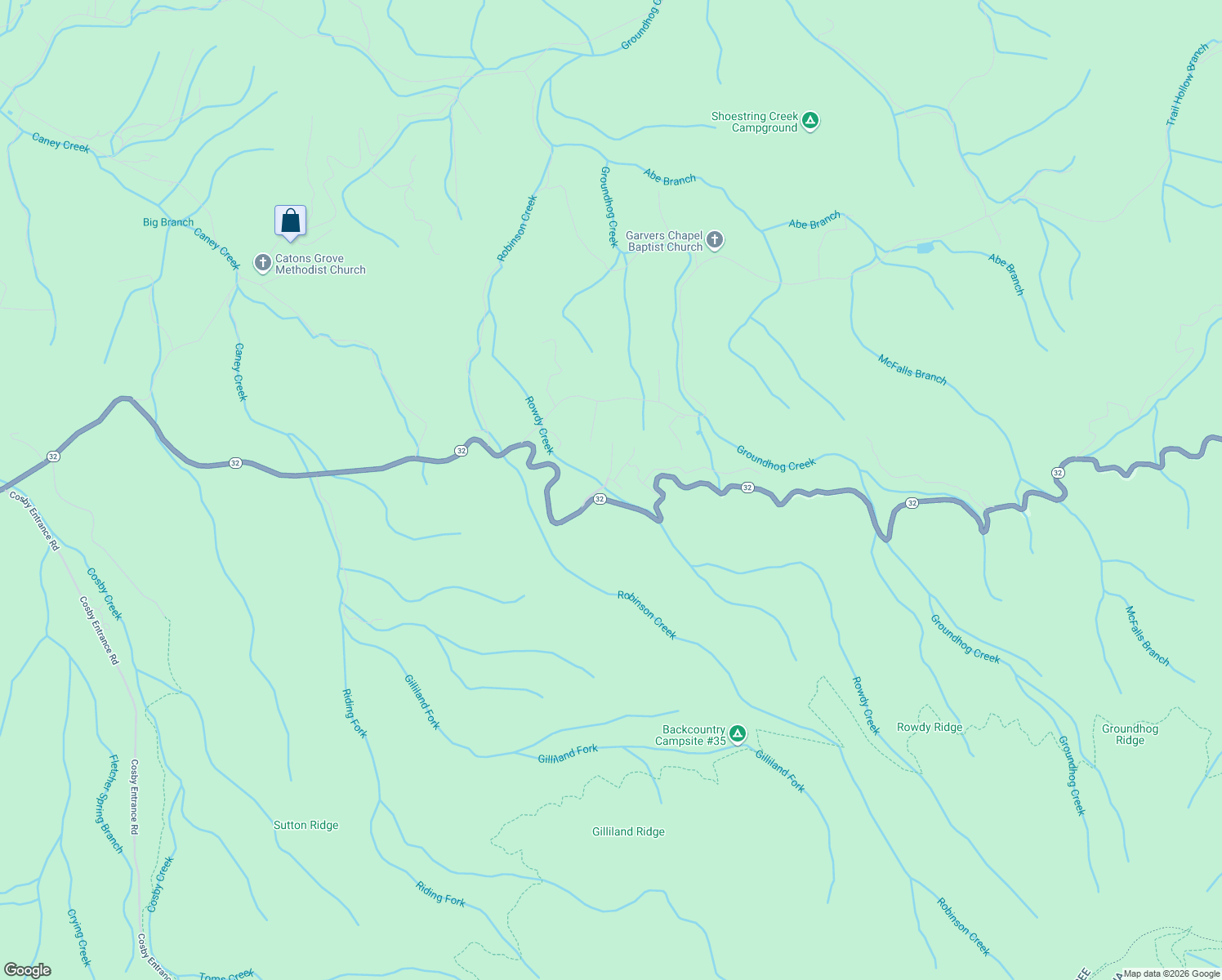 map of restaurants, bars, coffee shops, grocery stores, and more near 903 Ivy Valley Way in Cosby