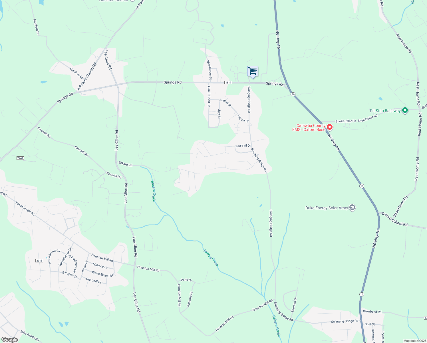 map of restaurants, bars, coffee shops, grocery stores, and more near 1855 Stratford Drive in Conover