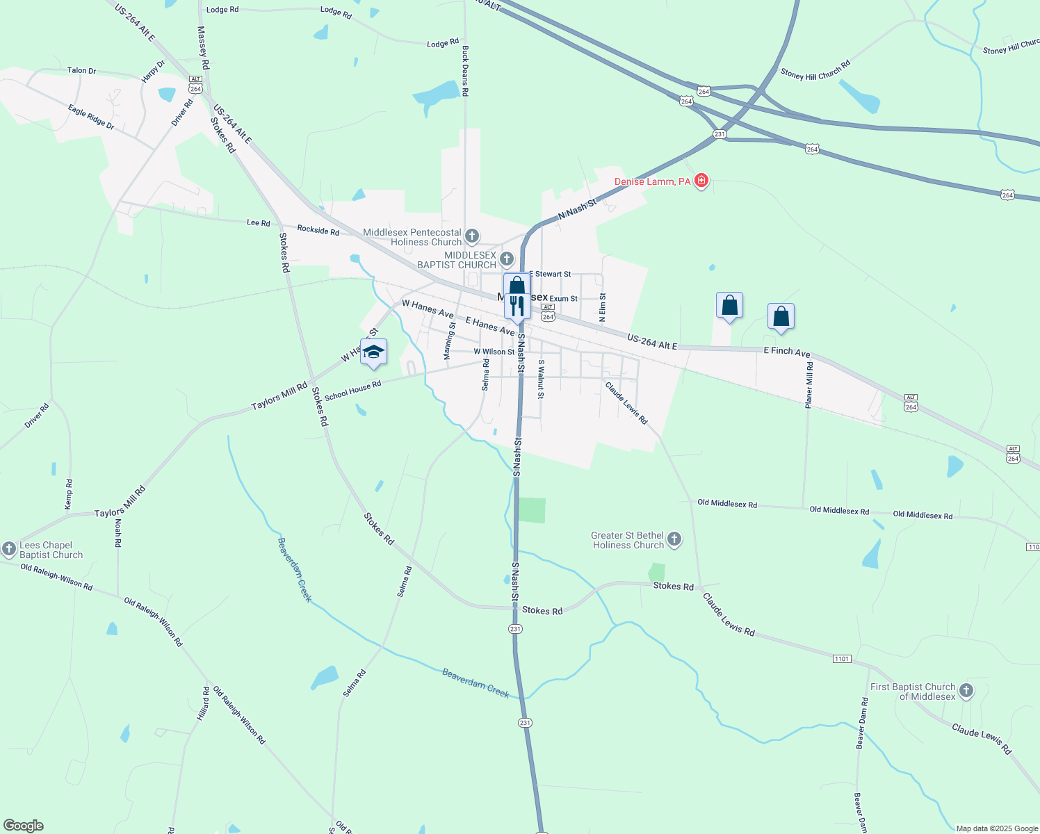 map of restaurants, bars, coffee shops, grocery stores, and more near South Nash Street in Middlesex
