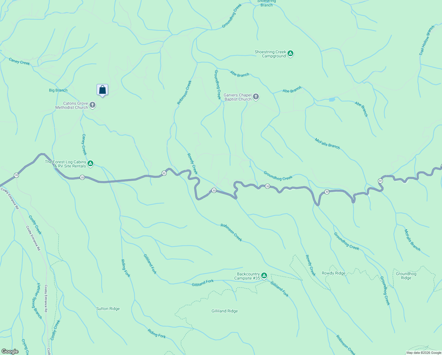 map of restaurants, bars, coffee shops, grocery stores, and more near 903 Ivy Valley Way in Cosby