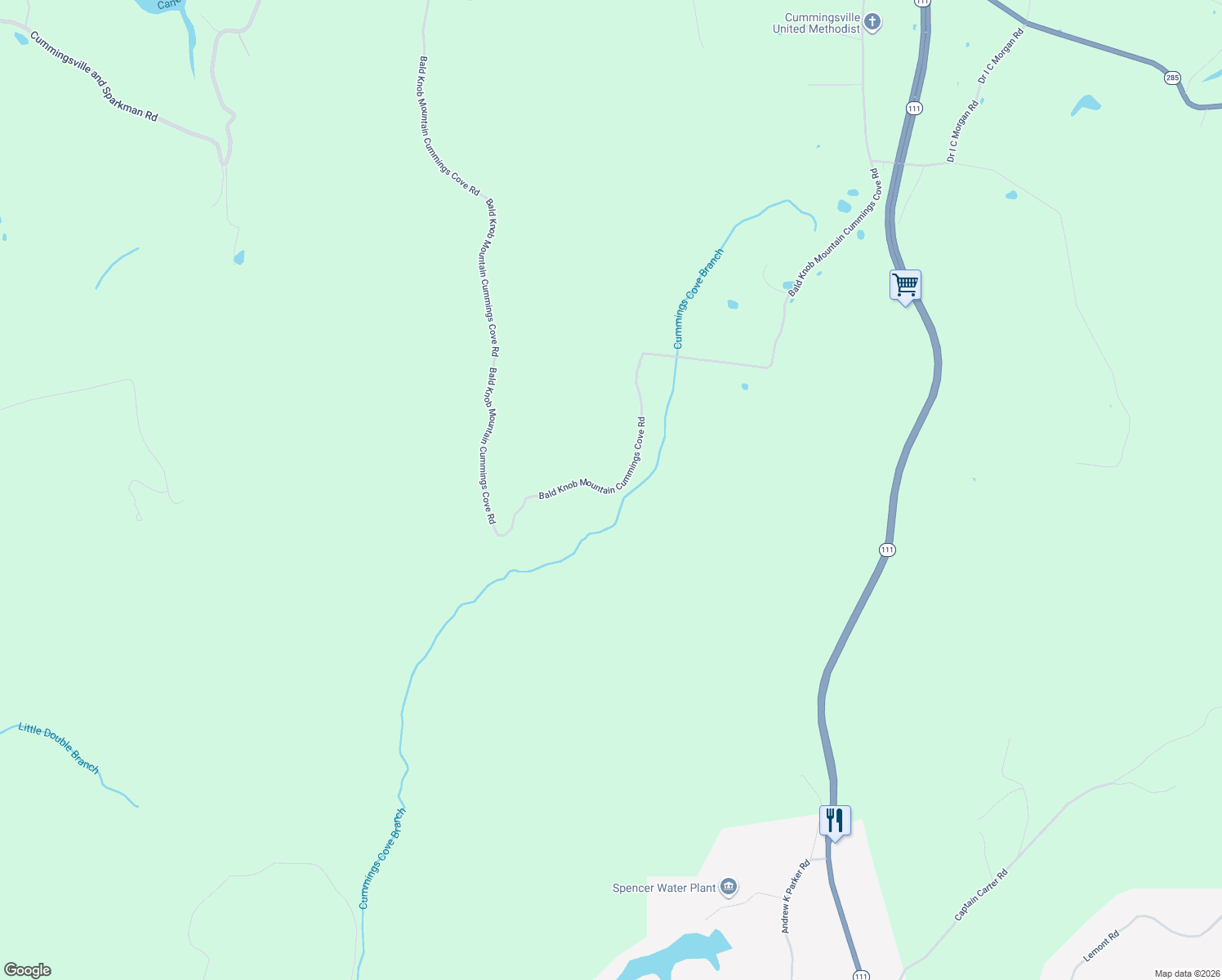 map of restaurants, bars, coffee shops, grocery stores, and more near in Spencer