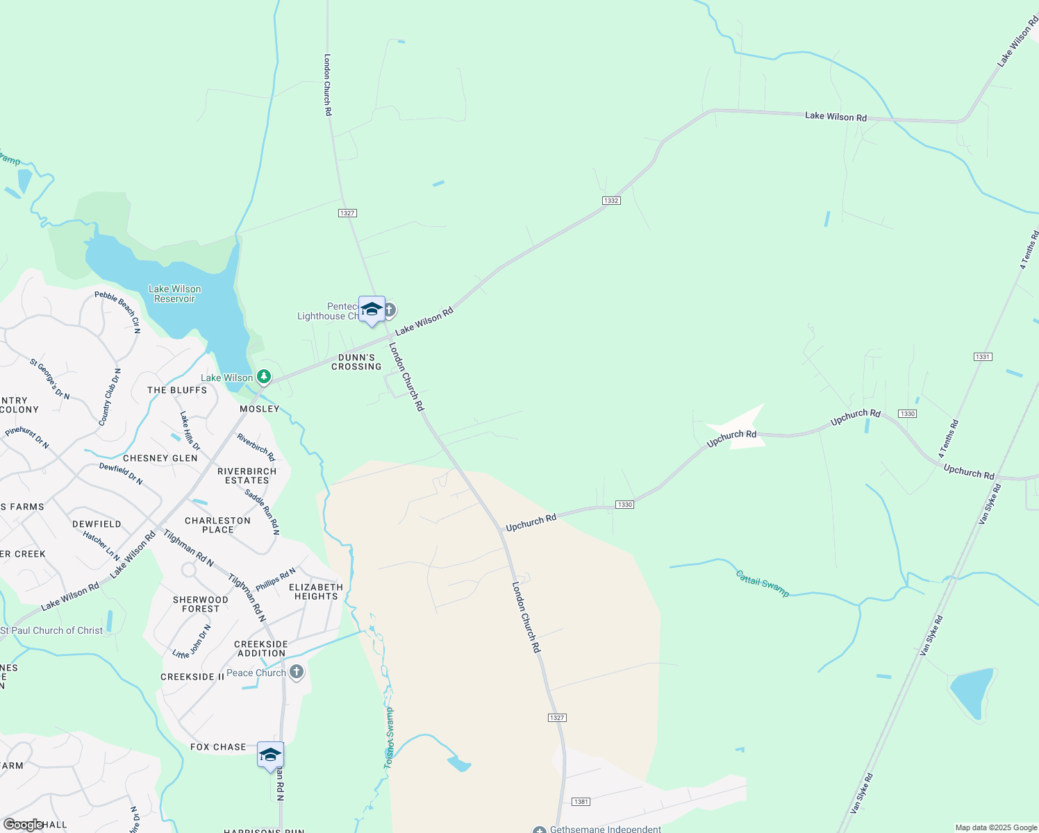 map of restaurants, bars, coffee shops, grocery stores, and more near 4360 Windfield Court in Elm City