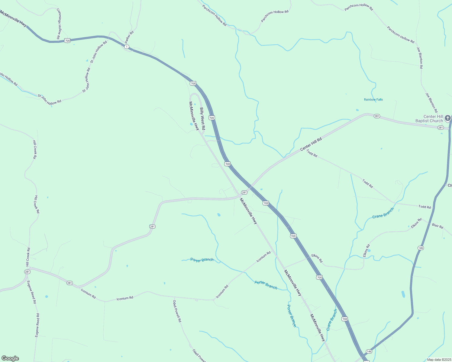 map of restaurants, bars, coffee shops, grocery stores, and more near 5602 McMinnville Hwy in Woodbury