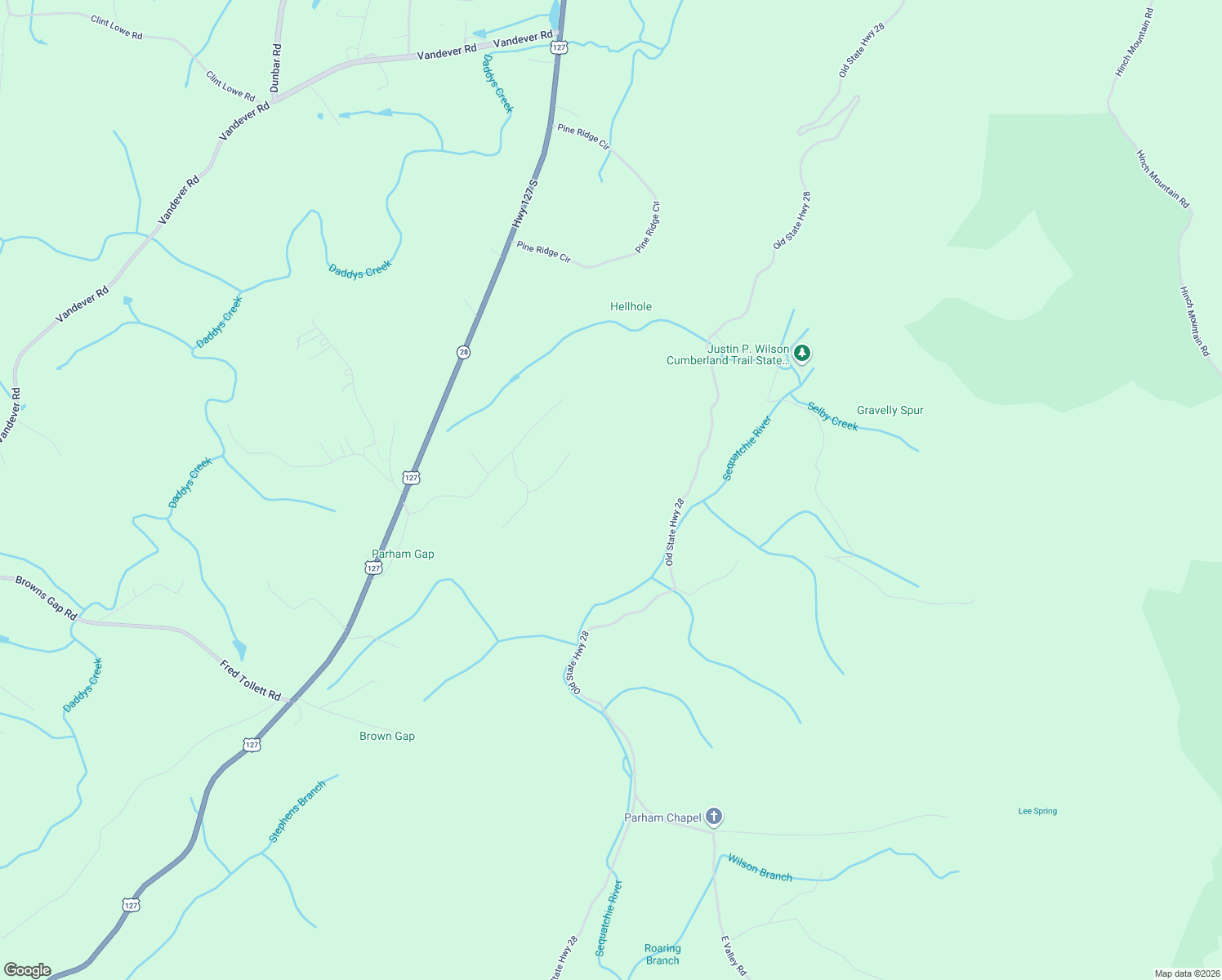 map of restaurants, bars, coffee shops, grocery stores, and more near 28 Old Highway Circle in Crossville