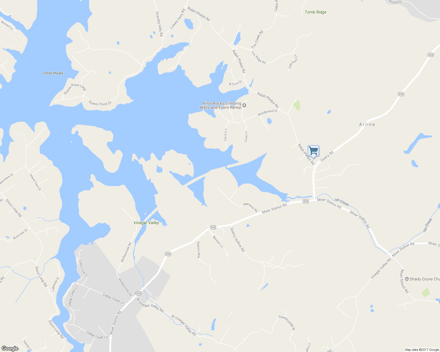 map of restaurants, bars, coffee shops, grocery stores, and more near 3092 Marmore Road in Friendsville