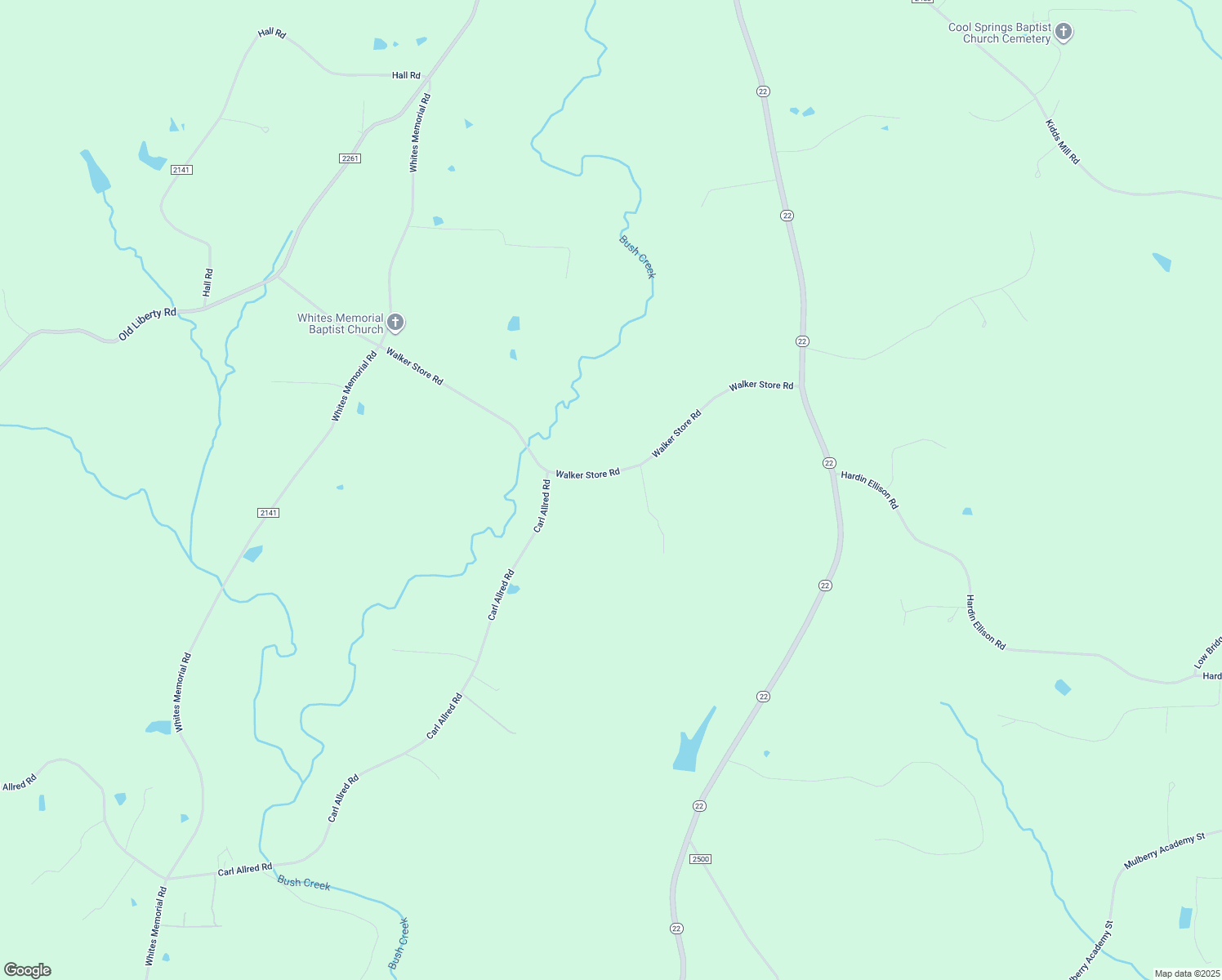 map of restaurants, bars, coffee shops, grocery stores, and more near 3294 Walker Store Road in Franklinville