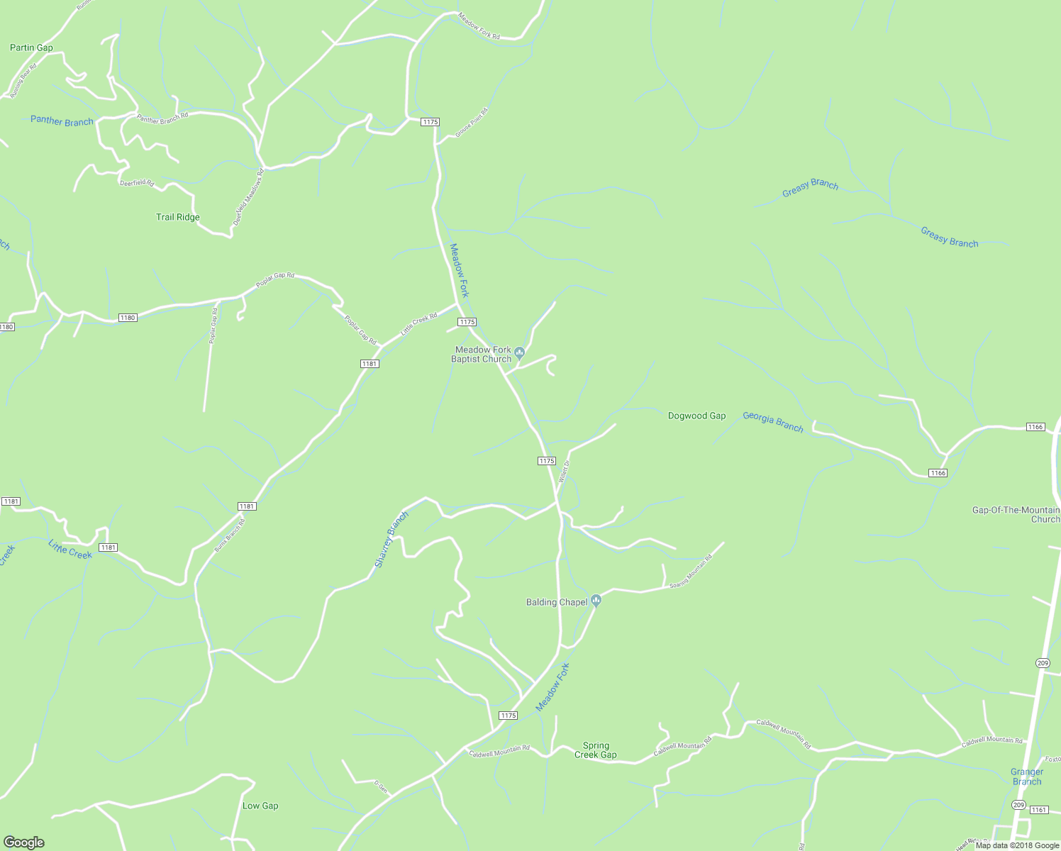 map of restaurants, bars, coffee shops, grocery stores, and more near Meadow Fork Road in Hot Springs