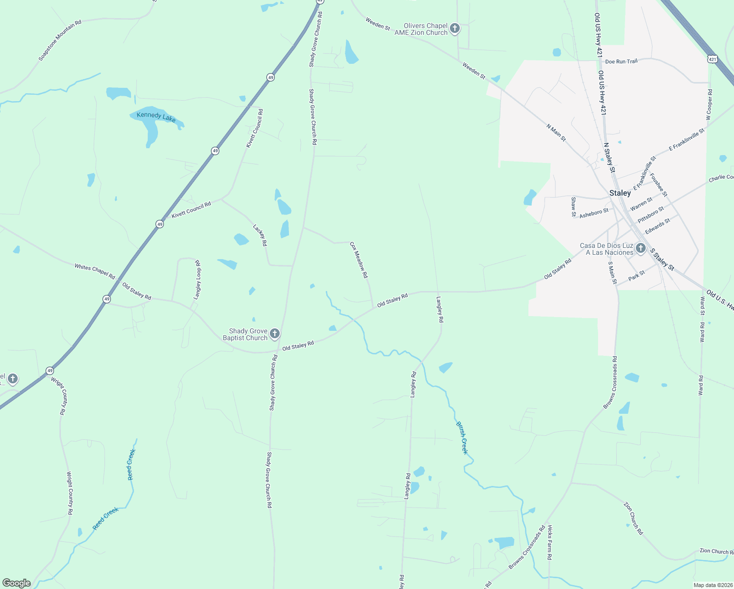 map of restaurants, bars, coffee shops, grocery stores, and more near 6993 Williams Country Road in Staley