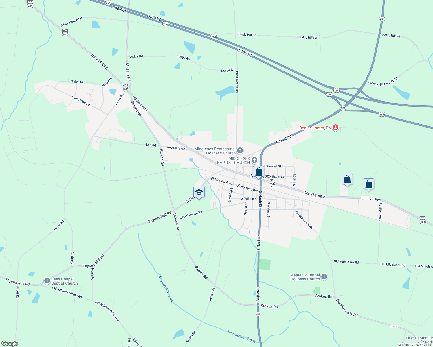 map of restaurants, bars, coffee shops, grocery stores, and more near Old Possum Road in Middlesex