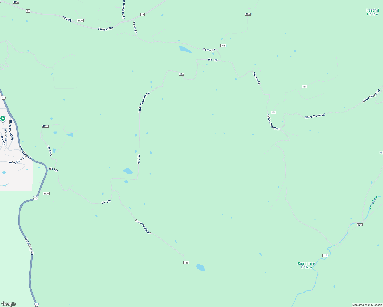 map of restaurants, bars, coffee shops, grocery stores, and more near 15107 Koyle Cemetery Road in Winslow