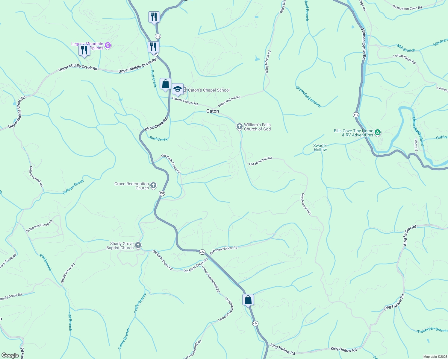 map of restaurants, bars, coffee shops, grocery stores, and more near in Caton