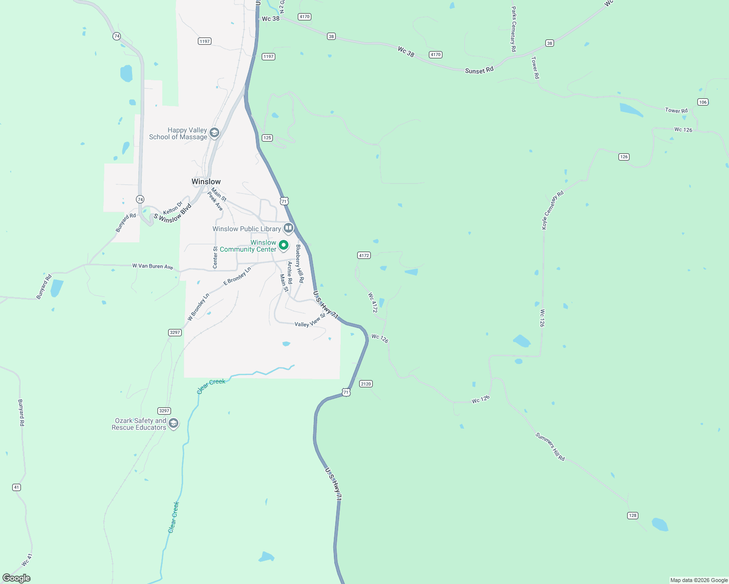 map of restaurants, bars, coffee shops, grocery stores, and more near 20334 Wc 4172 in Winslow