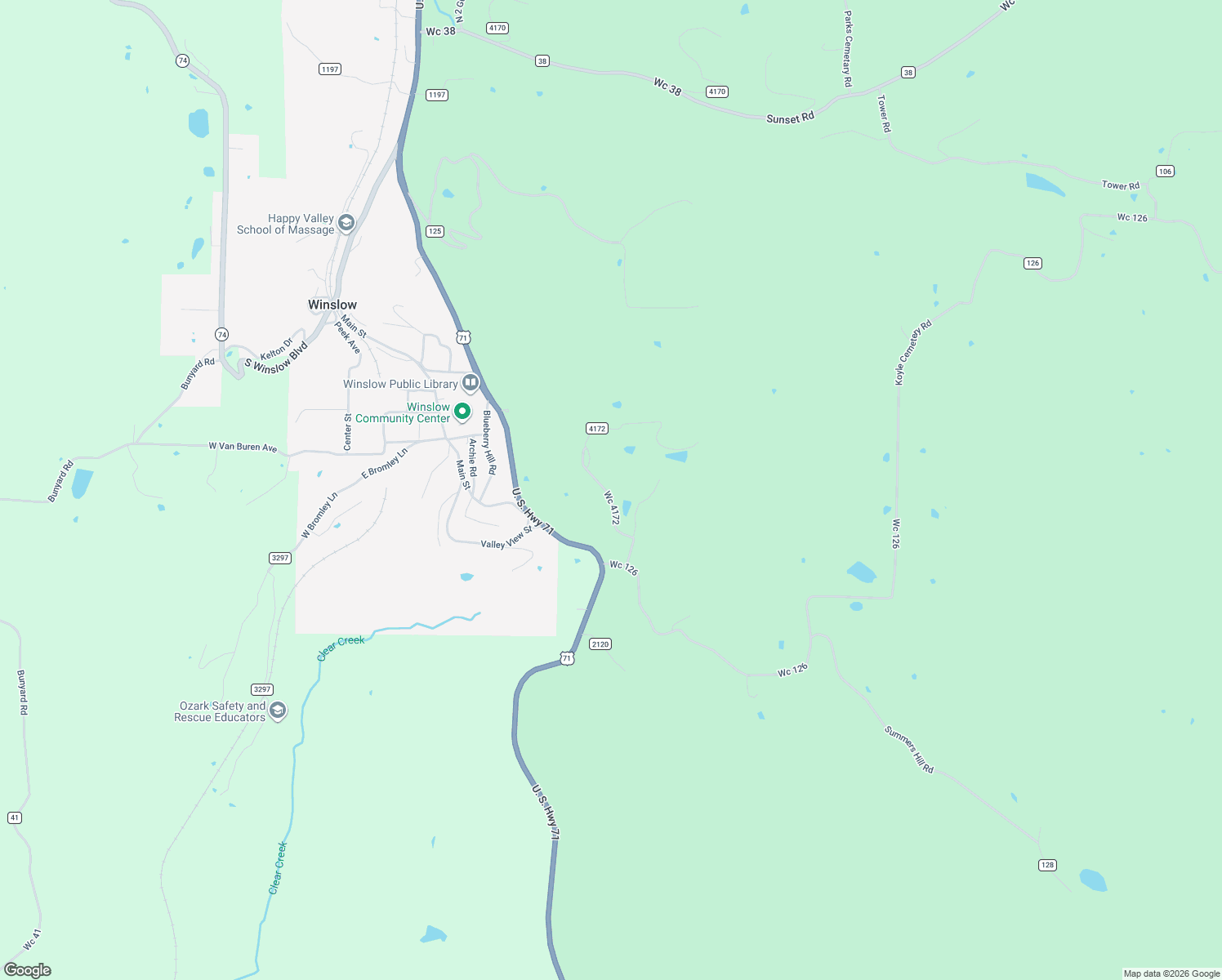 map of restaurants, bars, coffee shops, grocery stores, and more near 20334 Wc 4172 in Winslow
