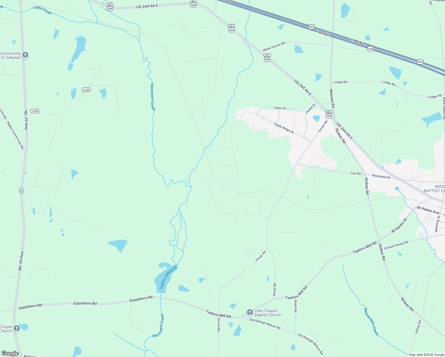 map of restaurants, bars, coffee shops, grocery stores, and more near 13199 Sandling Court in Zebulon