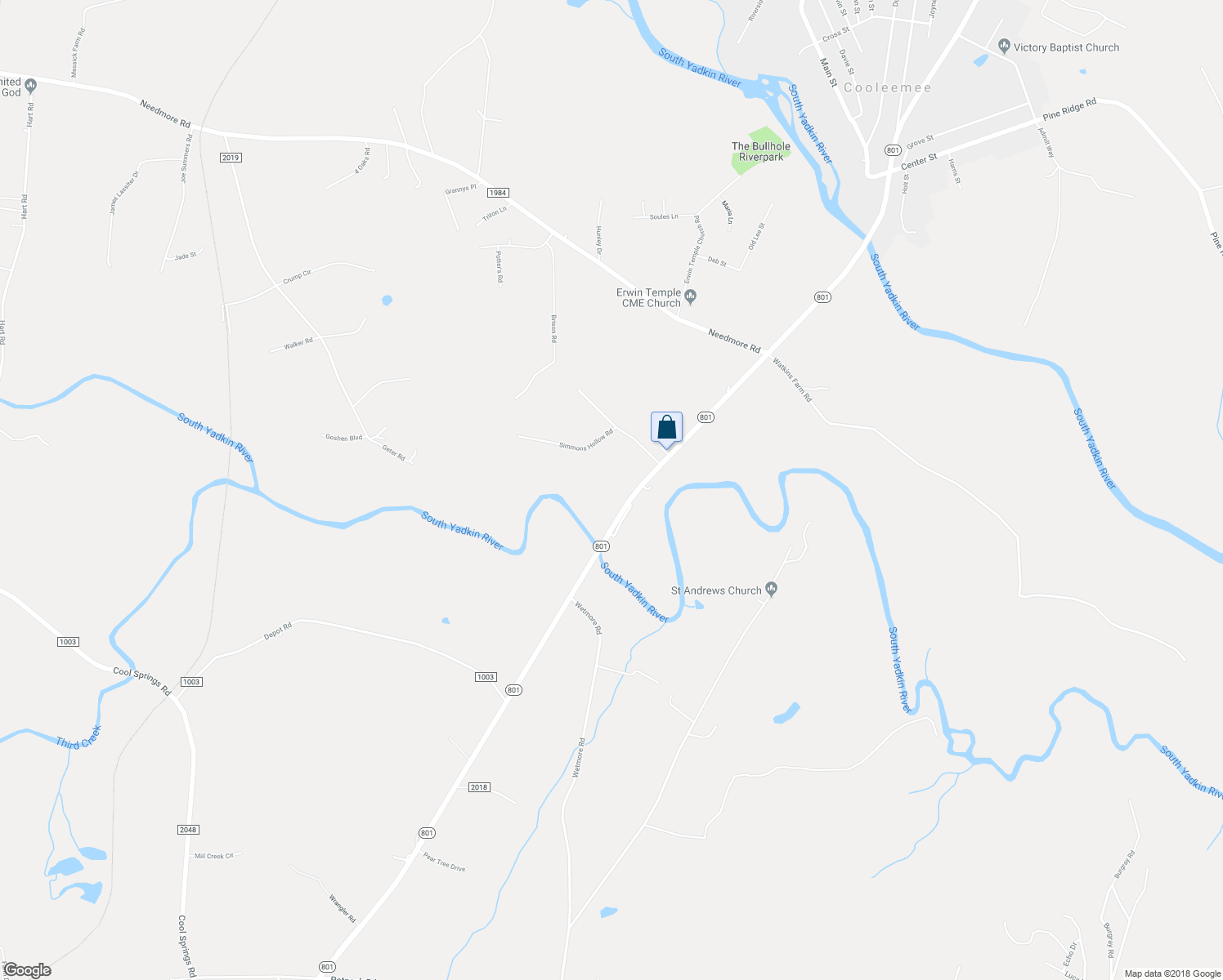 map of restaurants, bars, coffee shops, grocery stores, and more near 1170 North Carolina 801 in Woodleaf