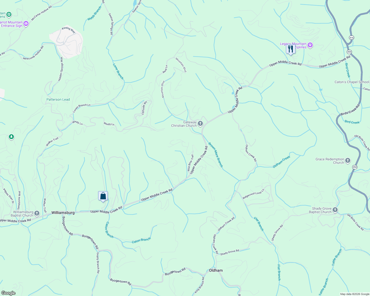 map of restaurants, bars, coffee shops, grocery stores, and more near 2006 Thistle Thorn Trail in Sevierville
