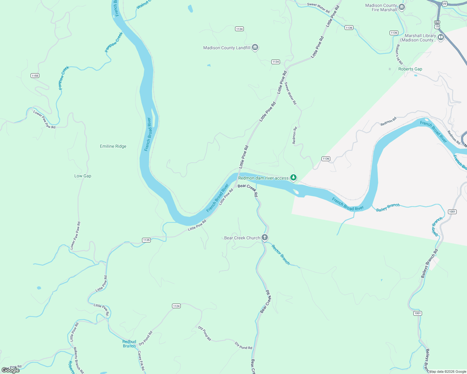 map of restaurants, bars, coffee shops, grocery stores, and more near 140 Little Foster Creek Road in Marshall