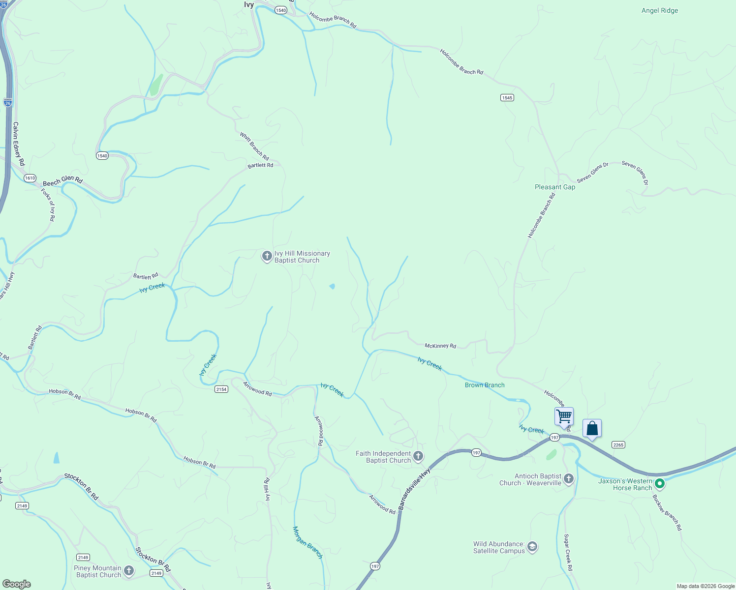 map of restaurants, bars, coffee shops, grocery stores, and more near 212 McKinney Road in Mars Hill