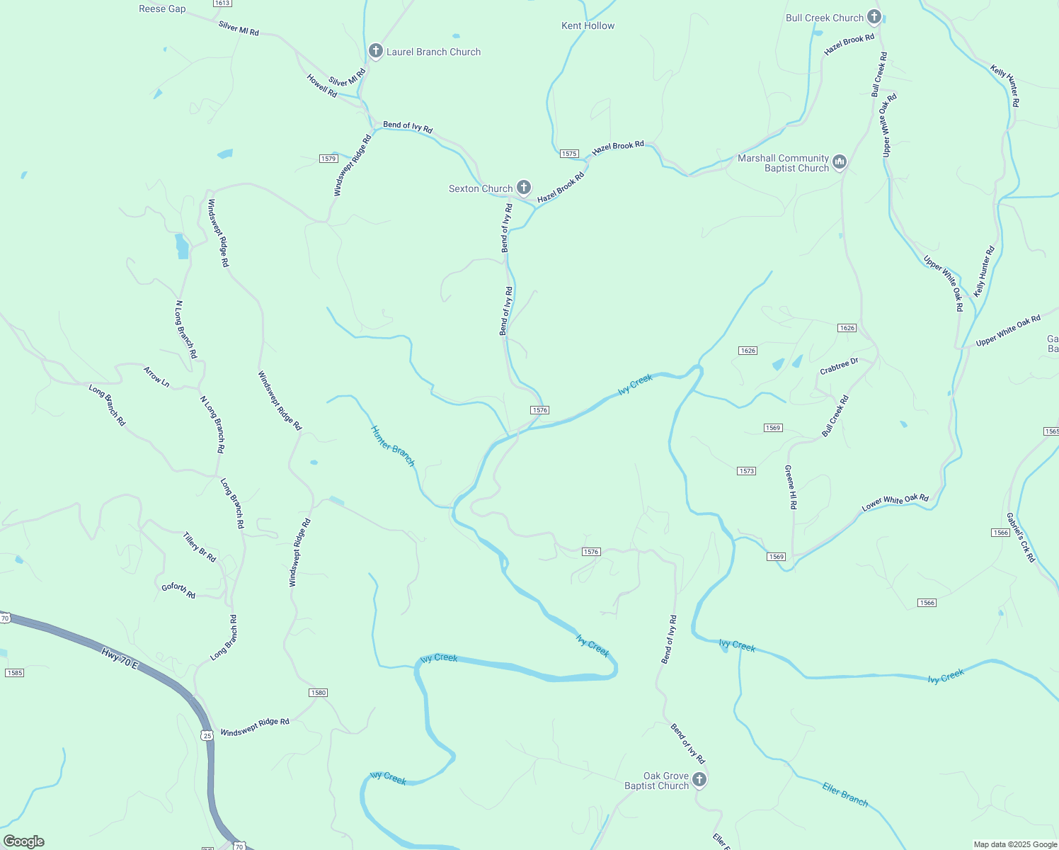 map of restaurants, bars, coffee shops, grocery stores, and more near 1620 Bend of Ivy Road in Marshall