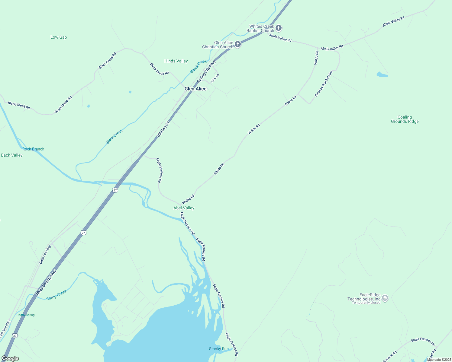 map of restaurants, bars, coffee shops, grocery stores, and more near 253 Waldo Road in Rockwood