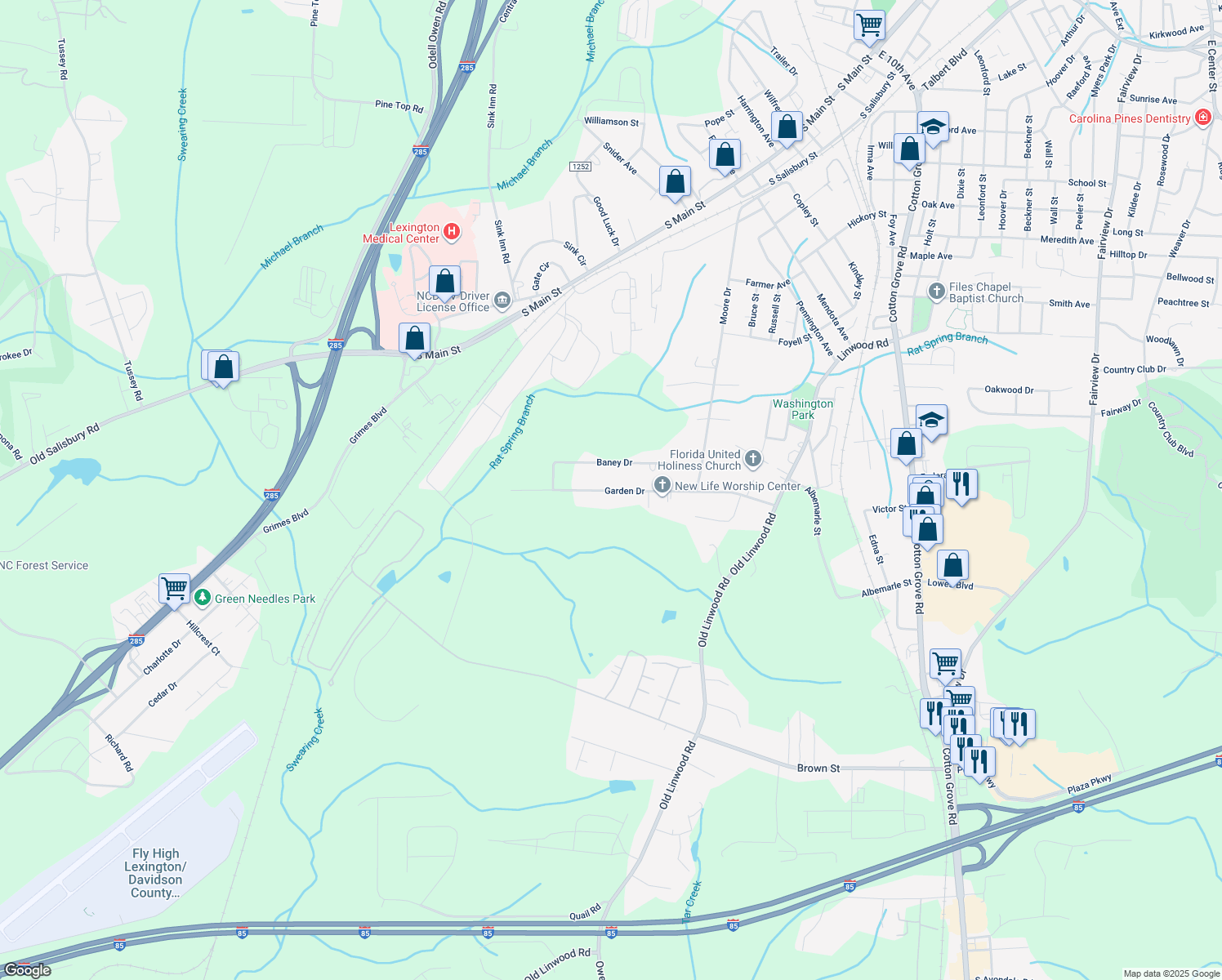 map of restaurants, bars, coffee shops, grocery stores, and more near 398 Garden Drive in Lexington