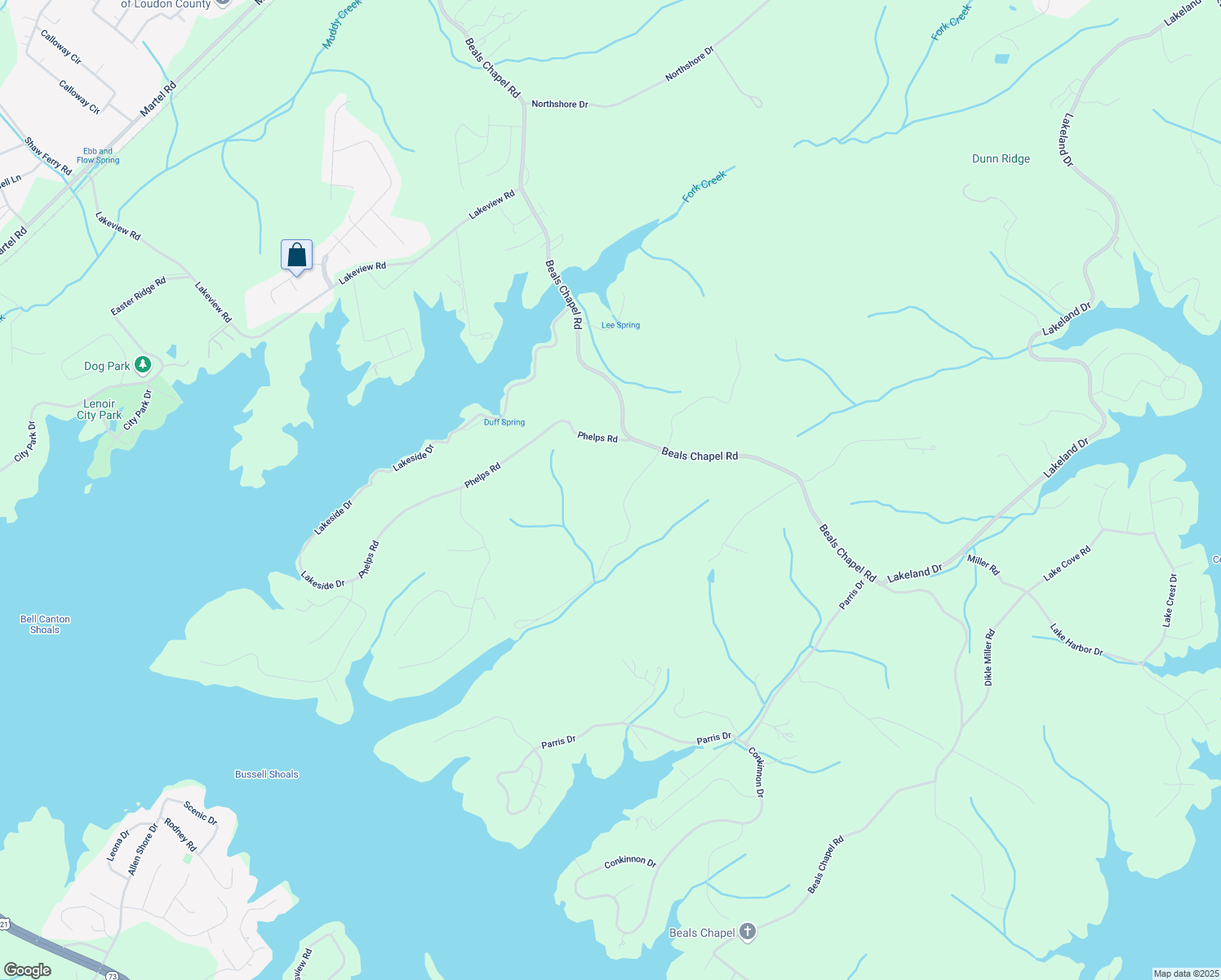 map of restaurants, bars, coffee shops, grocery stores, and more near 8022 Beals Chapel Road in Lenoir City