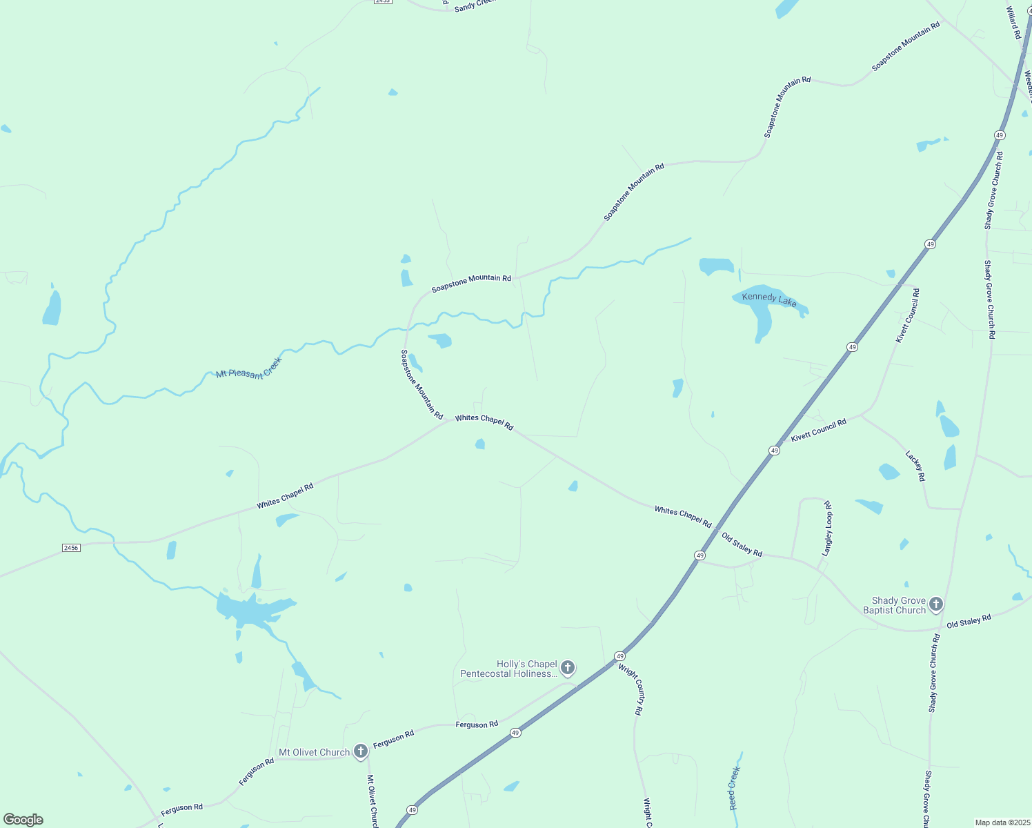 map of restaurants, bars, coffee shops, grocery stores, and more near 6115 Whites Chapel Road in Staley