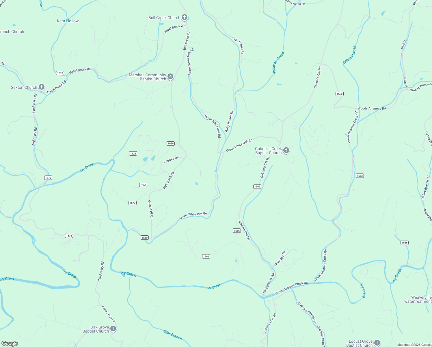 map of restaurants, bars, coffee shops, grocery stores, and more near 710 Lower White Oak Road in Marshall