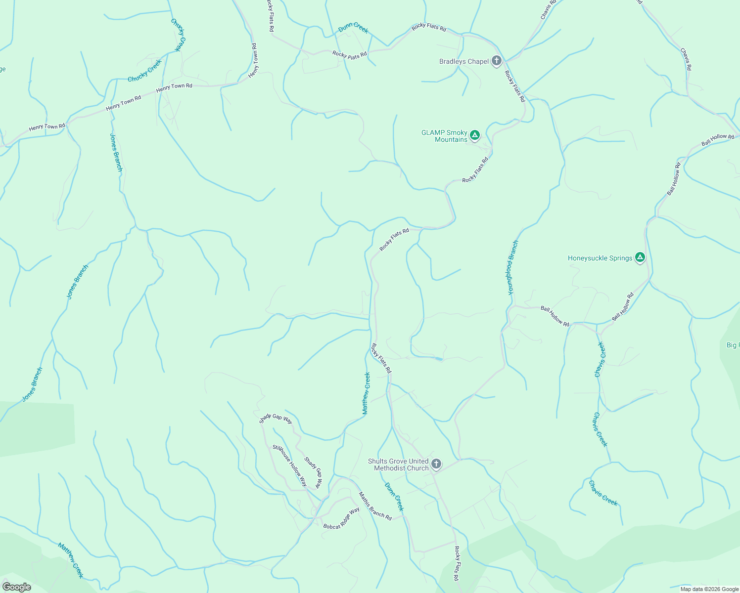 map of restaurants, bars, coffee shops, grocery stores, and more near 422 High Camp Trail in Cosby