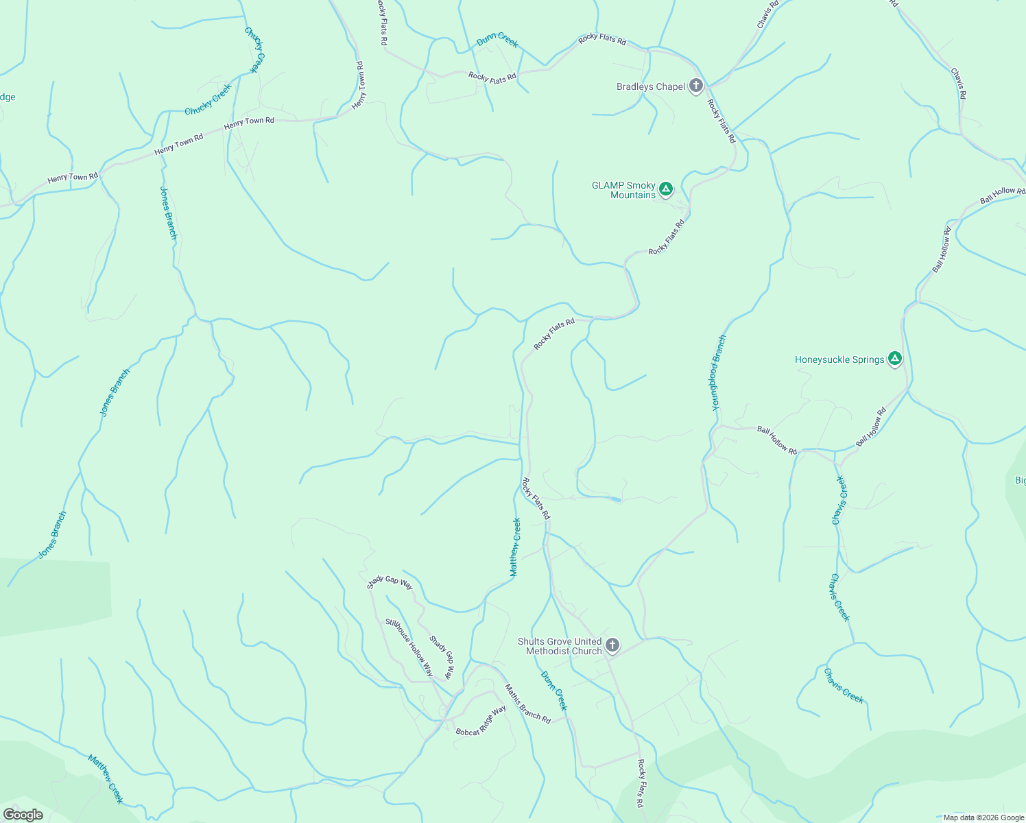 map of restaurants, bars, coffee shops, grocery stores, and more near 422 High Camp Trail in Cosby
