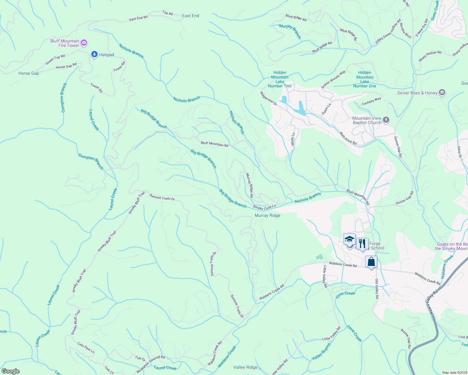 map of restaurants, bars, coffee shops, grocery stores, and more near 2013 Smoky Cove Lane in Sevierville