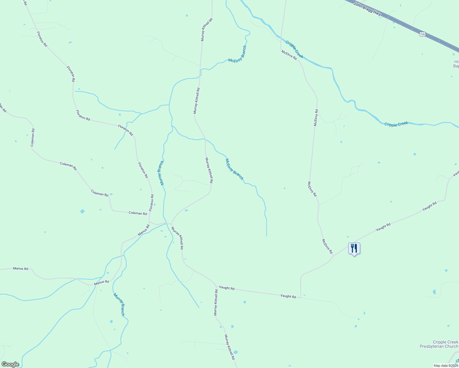 map of restaurants, bars, coffee shops, grocery stores, and more near 2021 Murray-Kittrell Road in Readyville