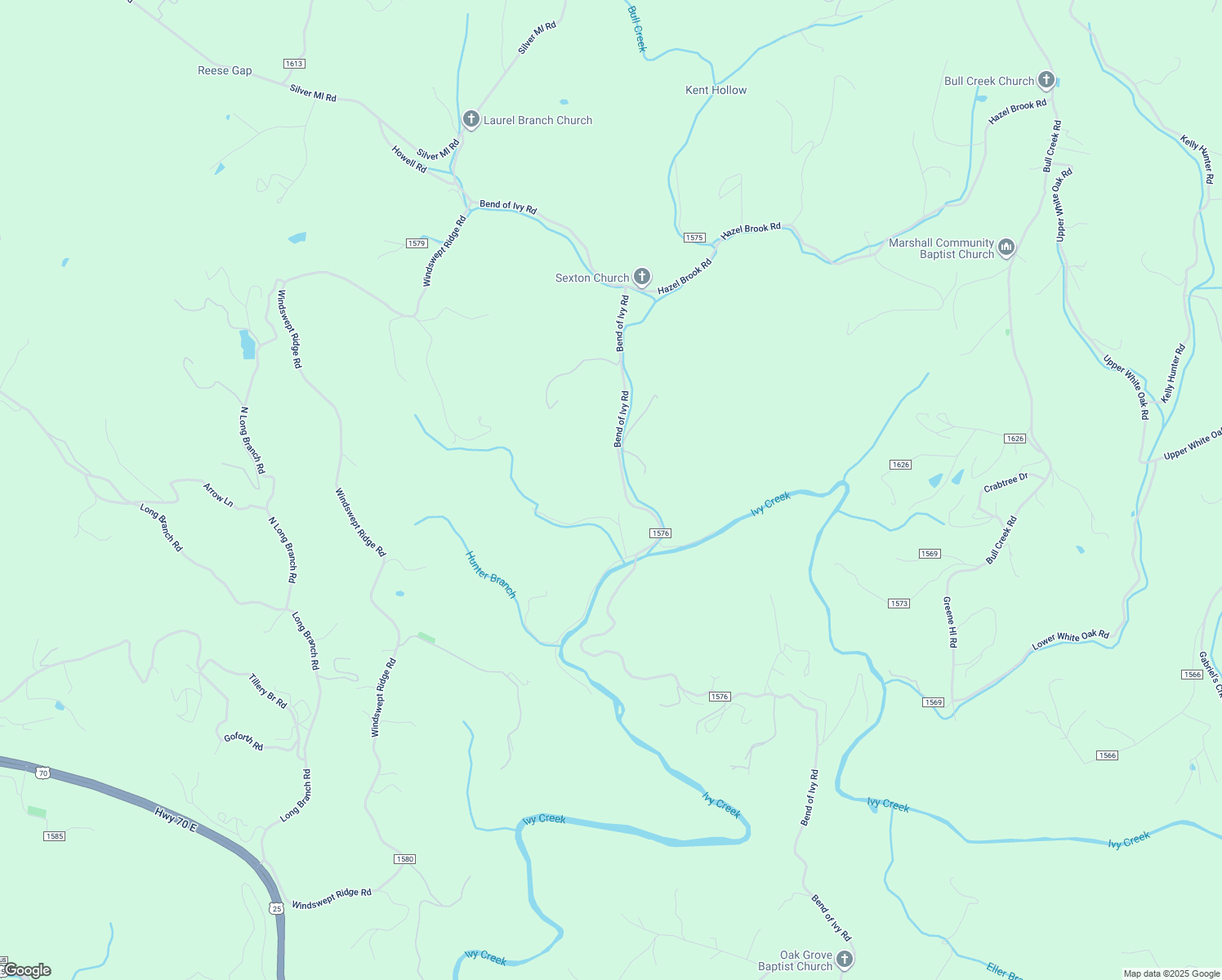 map of restaurants, bars, coffee shops, grocery stores, and more near 1304 Bend of Ivy Road in Marshall