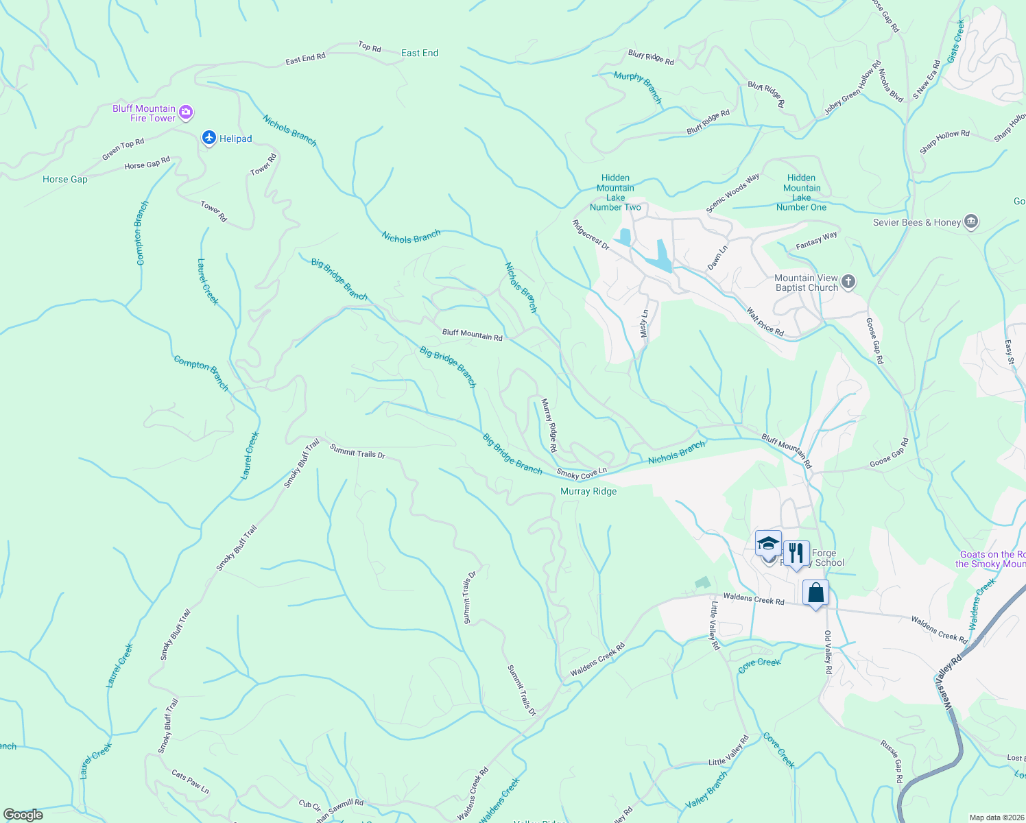 map of restaurants, bars, coffee shops, grocery stores, and more near 2013 Smoky Cove Lane in Sevierville