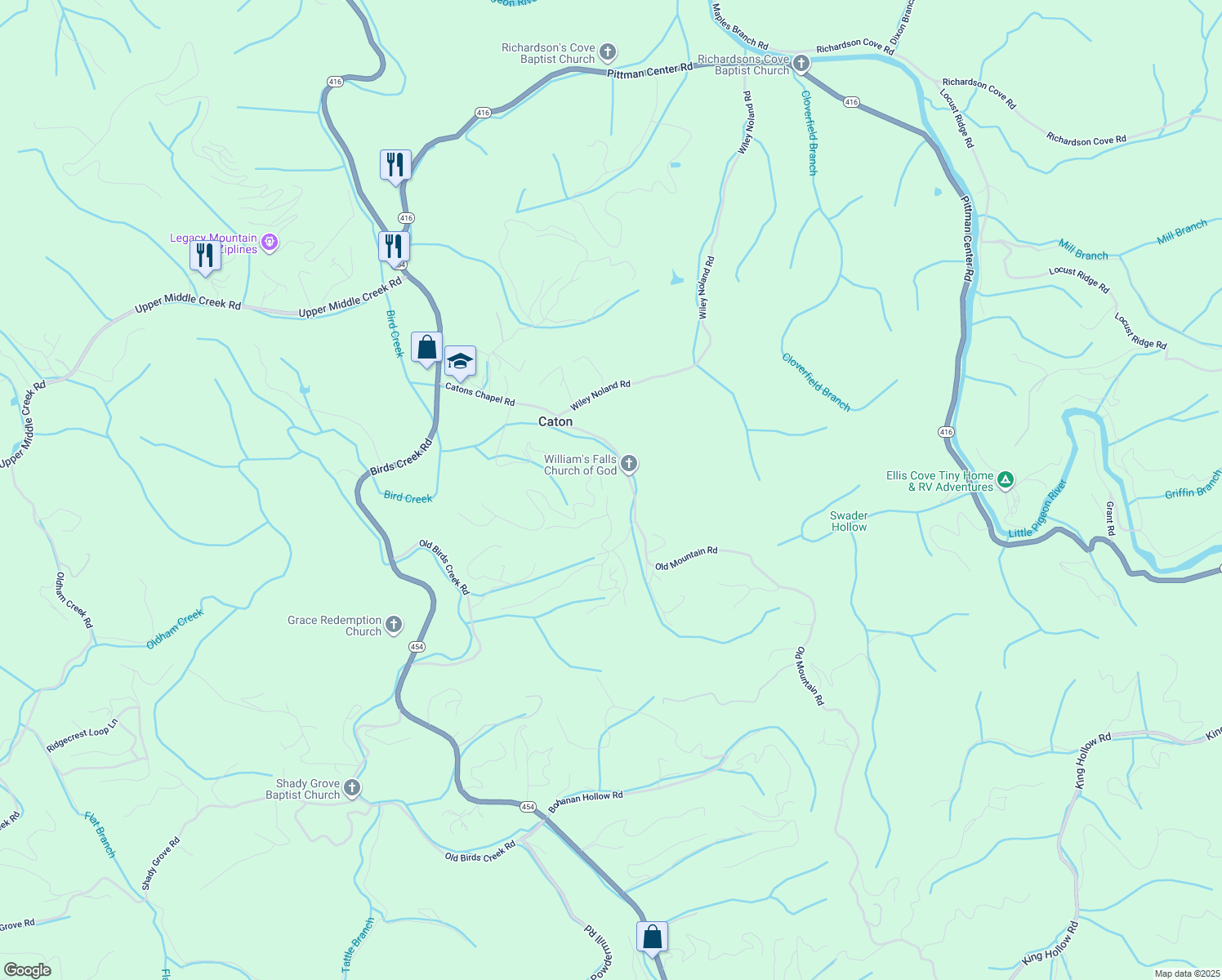 map of restaurants, bars, coffee shops, grocery stores, and more near 3933 Dollys Drive in Sevierville