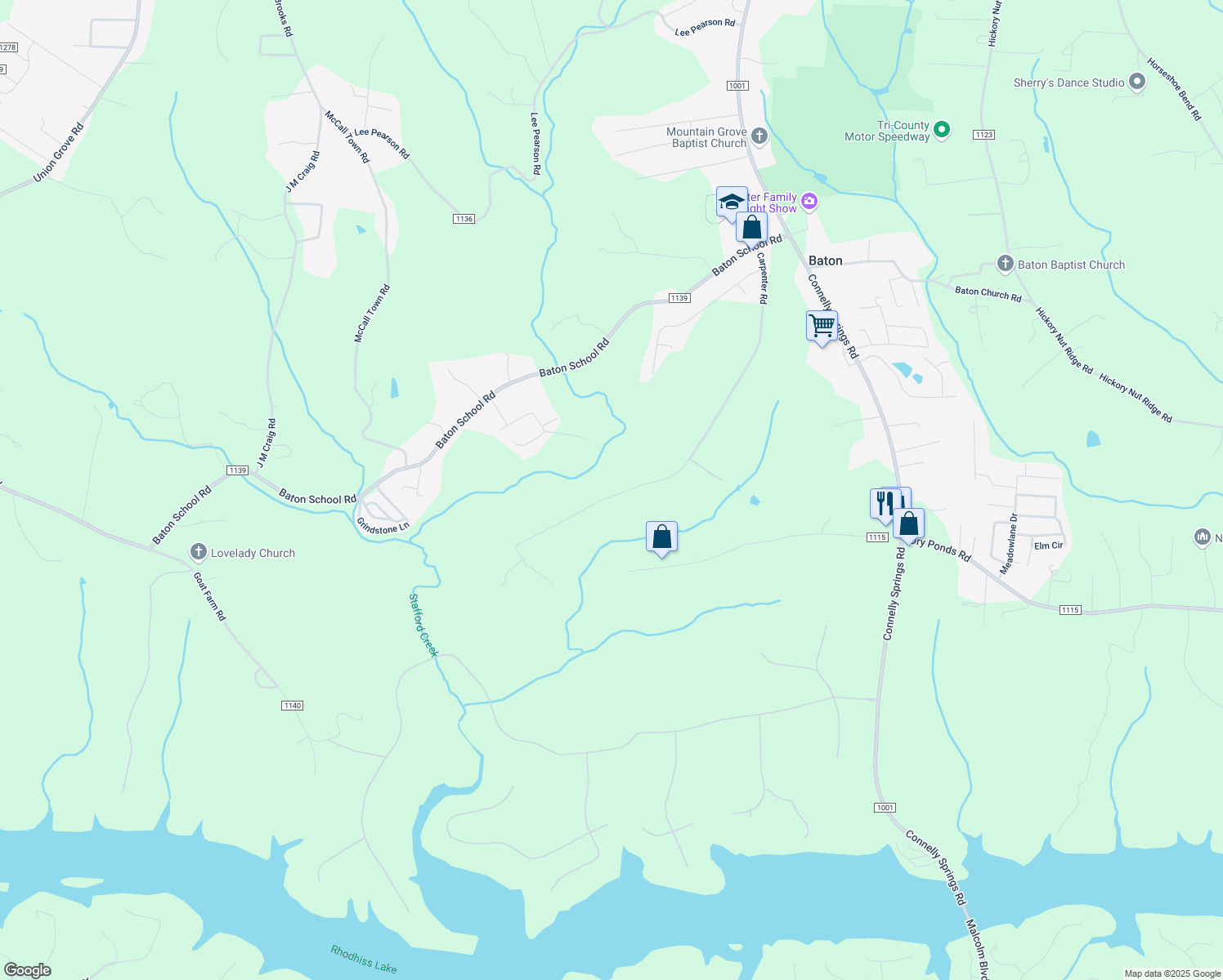 map of restaurants, bars, coffee shops, grocery stores, and more near 5077 Carpenter Road in Granite Falls