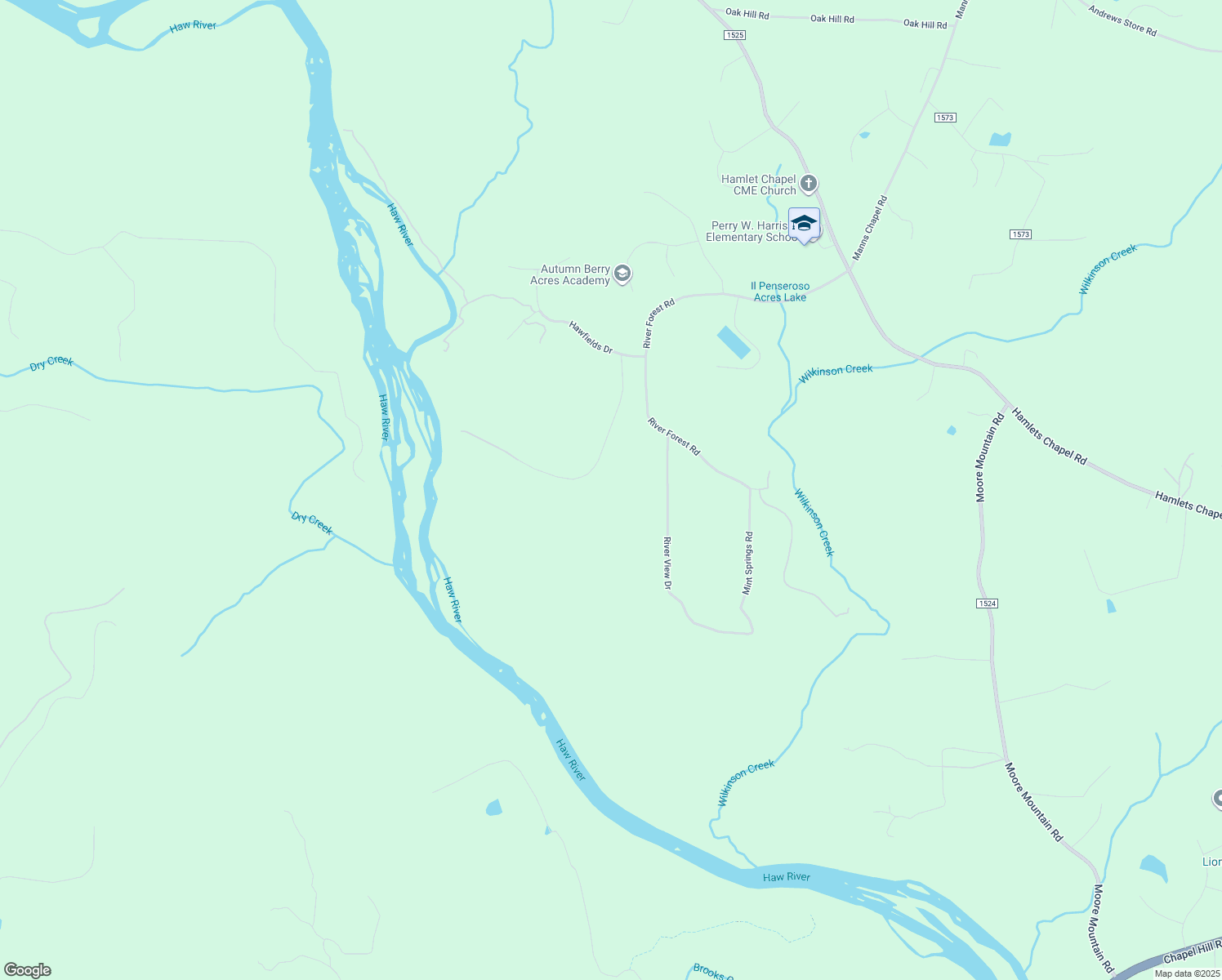 map of restaurants, bars, coffee shops, grocery stores, and more near 353 Heartwood Lane in Pittsboro