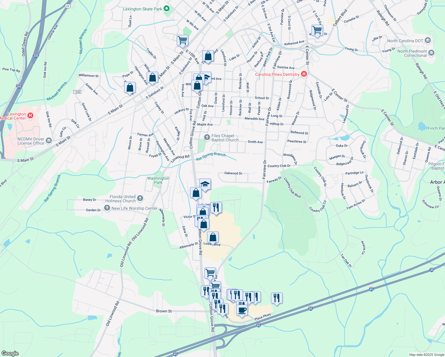 map of restaurants, bars, coffee shops, grocery stores, and more near 310 Fairway Drive in Lexington
