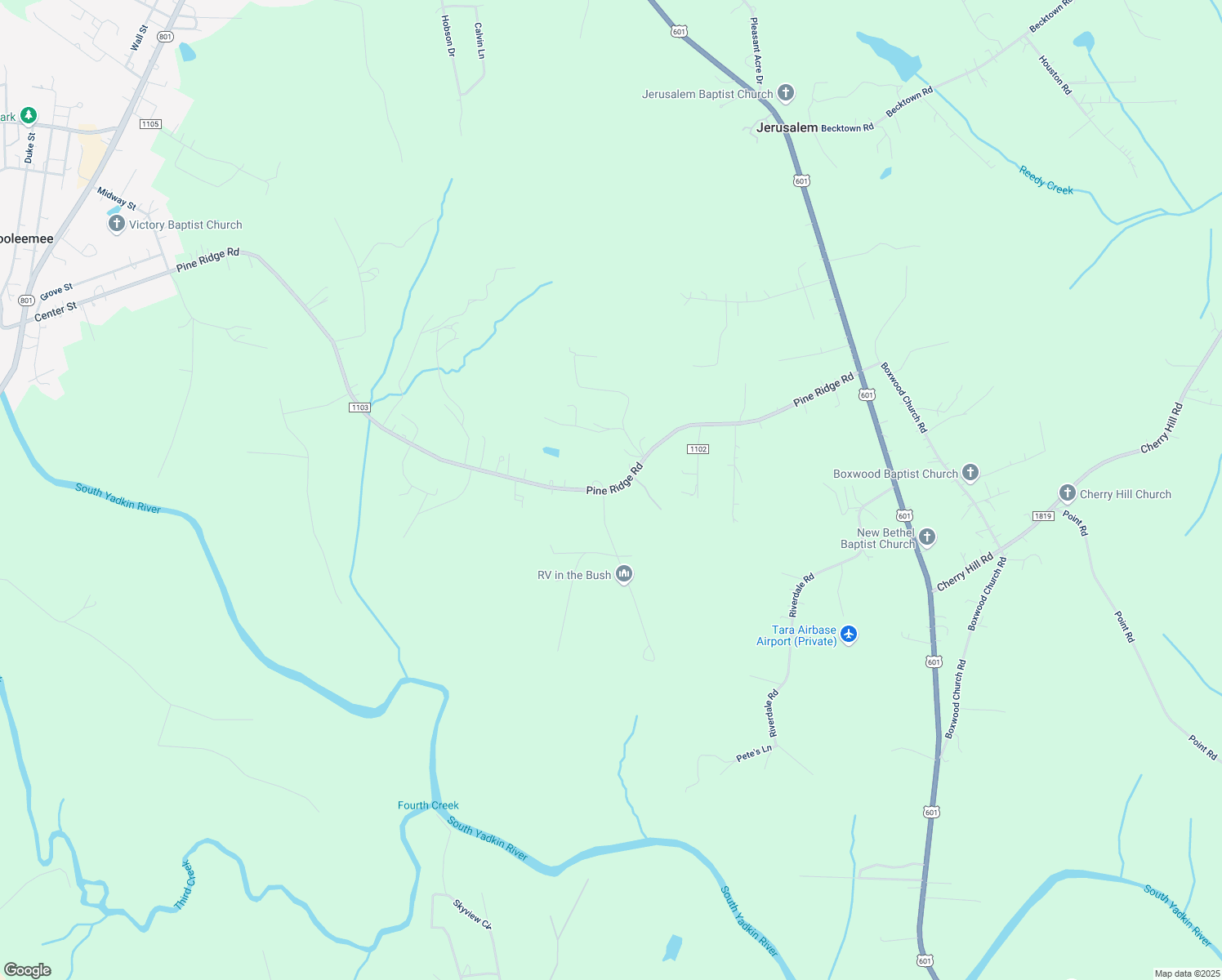 map of restaurants, bars, coffee shops, grocery stores, and more near 431 Pine Ridge Road in Mocksville