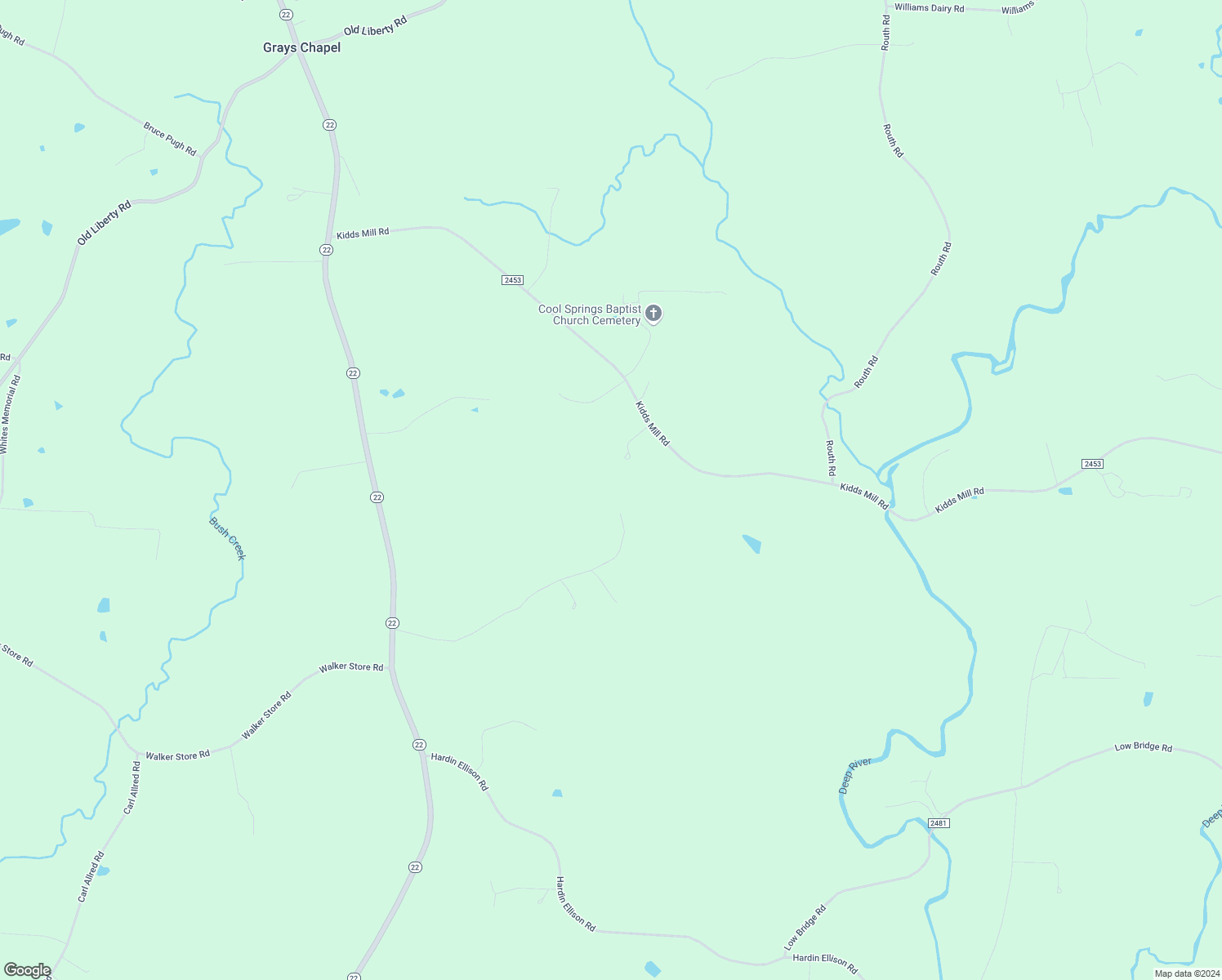 map of restaurants, bars, coffee shops, grocery stores, and more near 3951 Shady Brook Drive in Franklinville