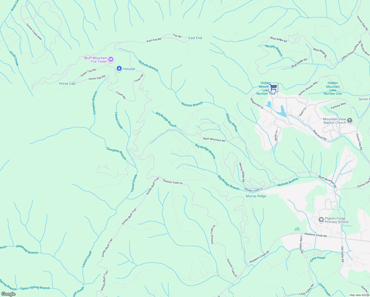 map of restaurants, bars, coffee shops, grocery stores, and more near 2158 Rising Fawn Way in Sevierville
