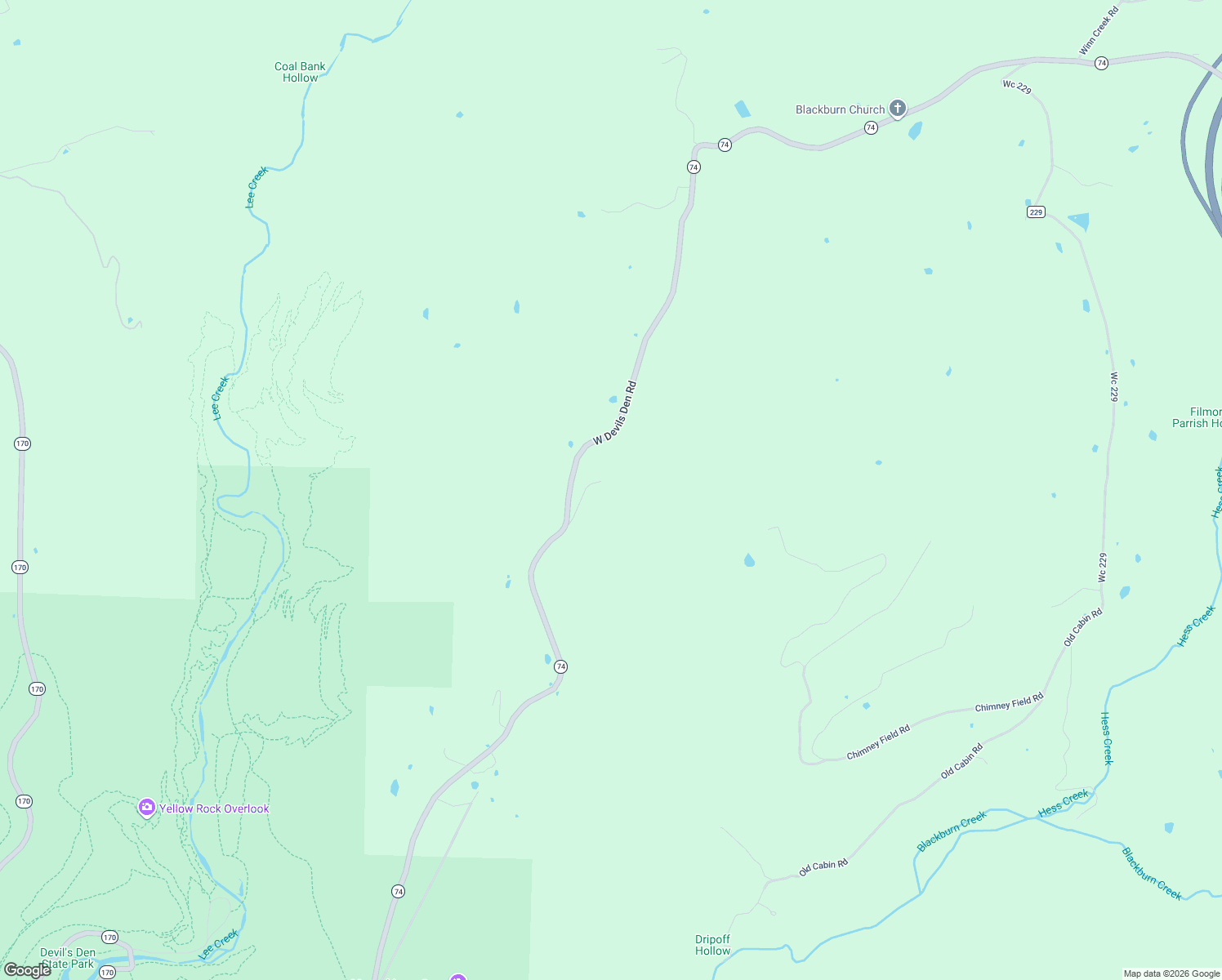 map of restaurants, bars, coffee shops, grocery stores, and more near 10347 West Devils Den Road in Winslow