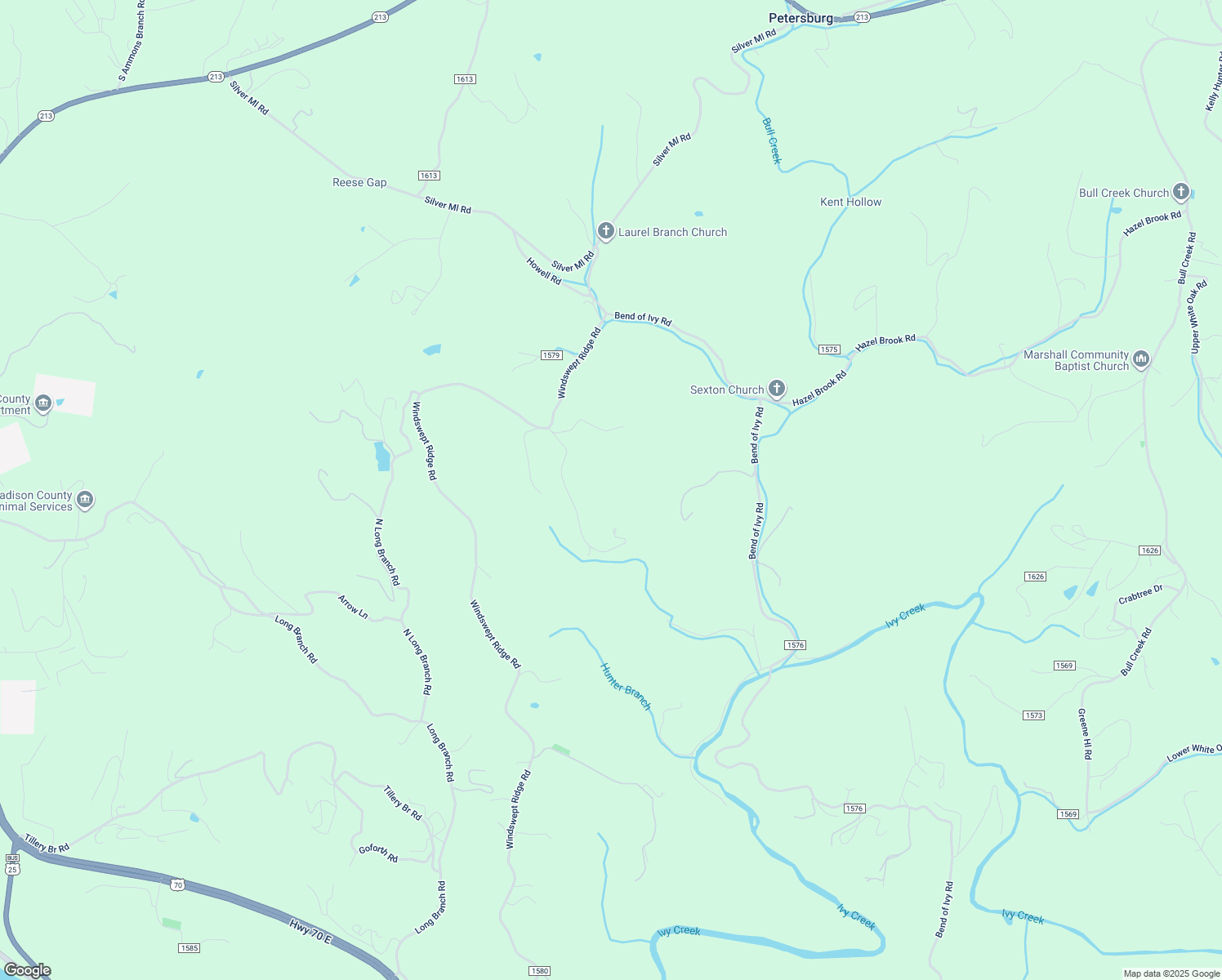 map of restaurants, bars, coffee shops, grocery stores, and more near Windswept Ridge Road in Marshall