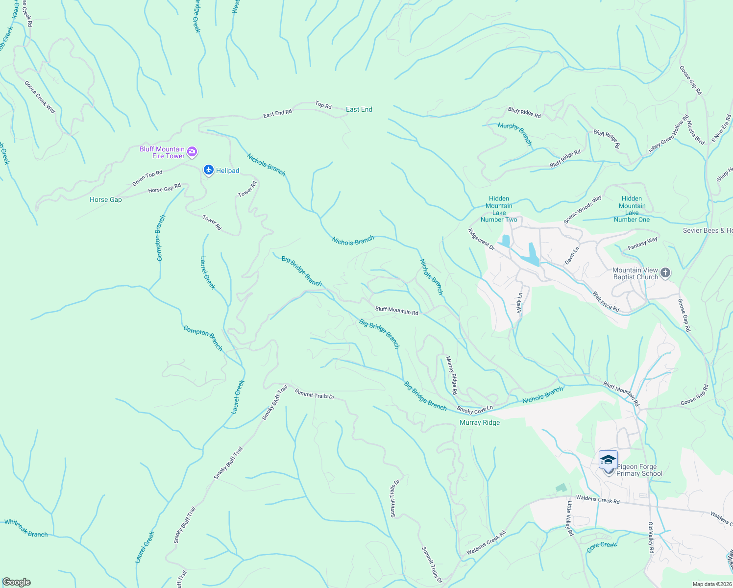 map of restaurants, bars, coffee shops, grocery stores, and more near 2006 Deer Valley Way in Pigeon Forge