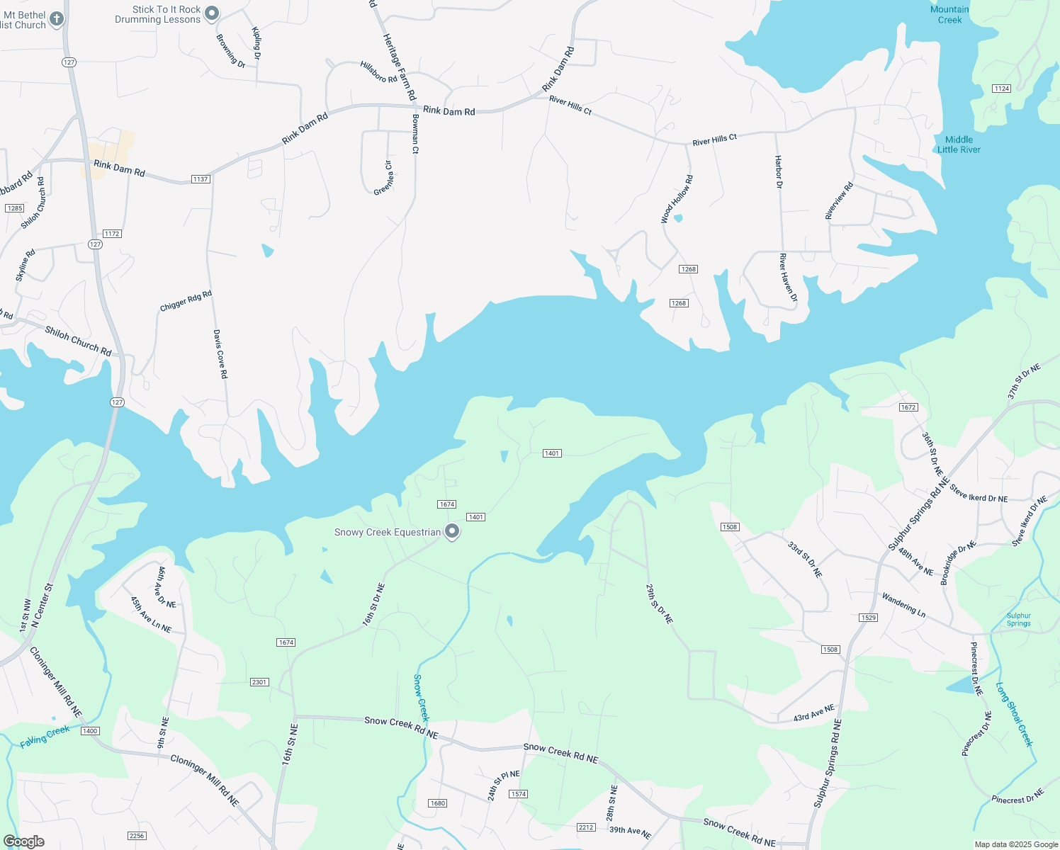 map of restaurants, bars, coffee shops, grocery stores, and more near 5015 16th Street Drive Northeast in Hickory