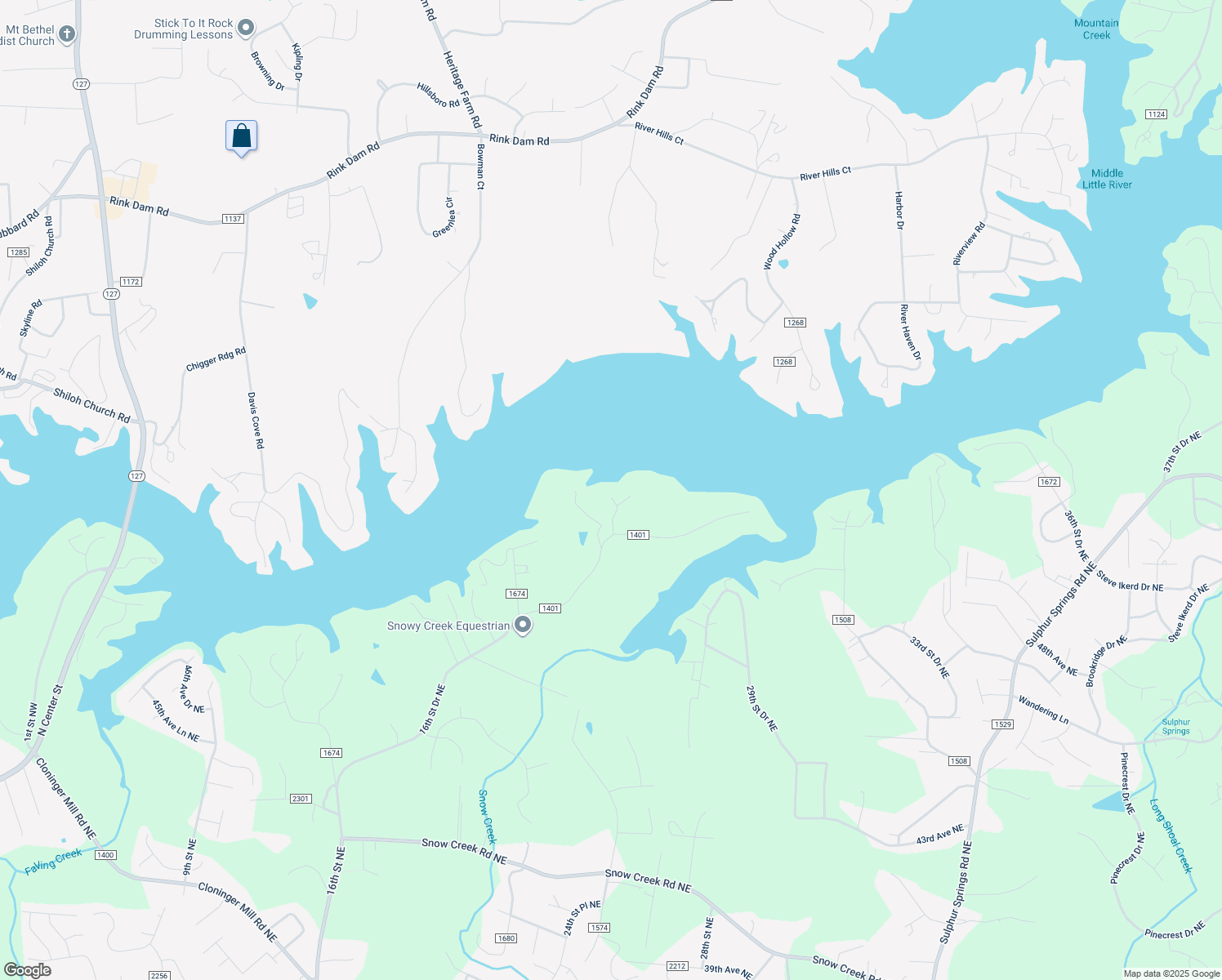 map of restaurants, bars, coffee shops, grocery stores, and more near 5015 16th Street Drive Northeast in Hickory
