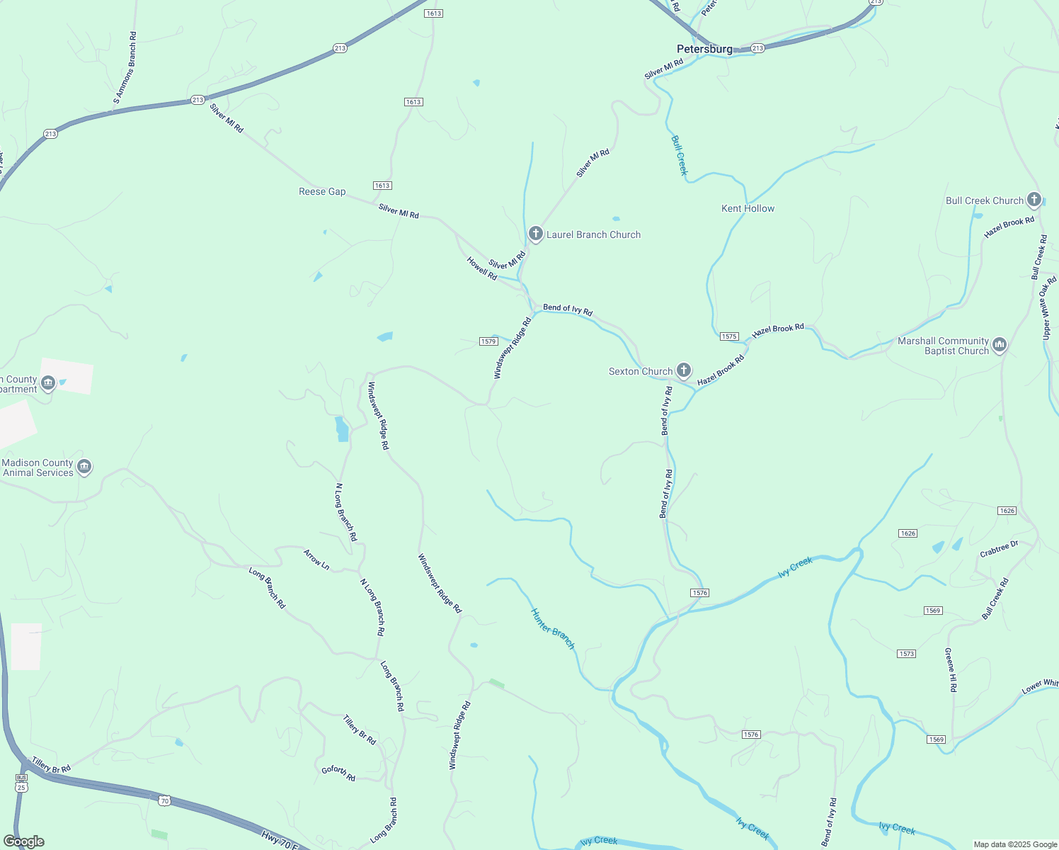 map of restaurants, bars, coffee shops, grocery stores, and more near Windswept Ridge Road in Marshall