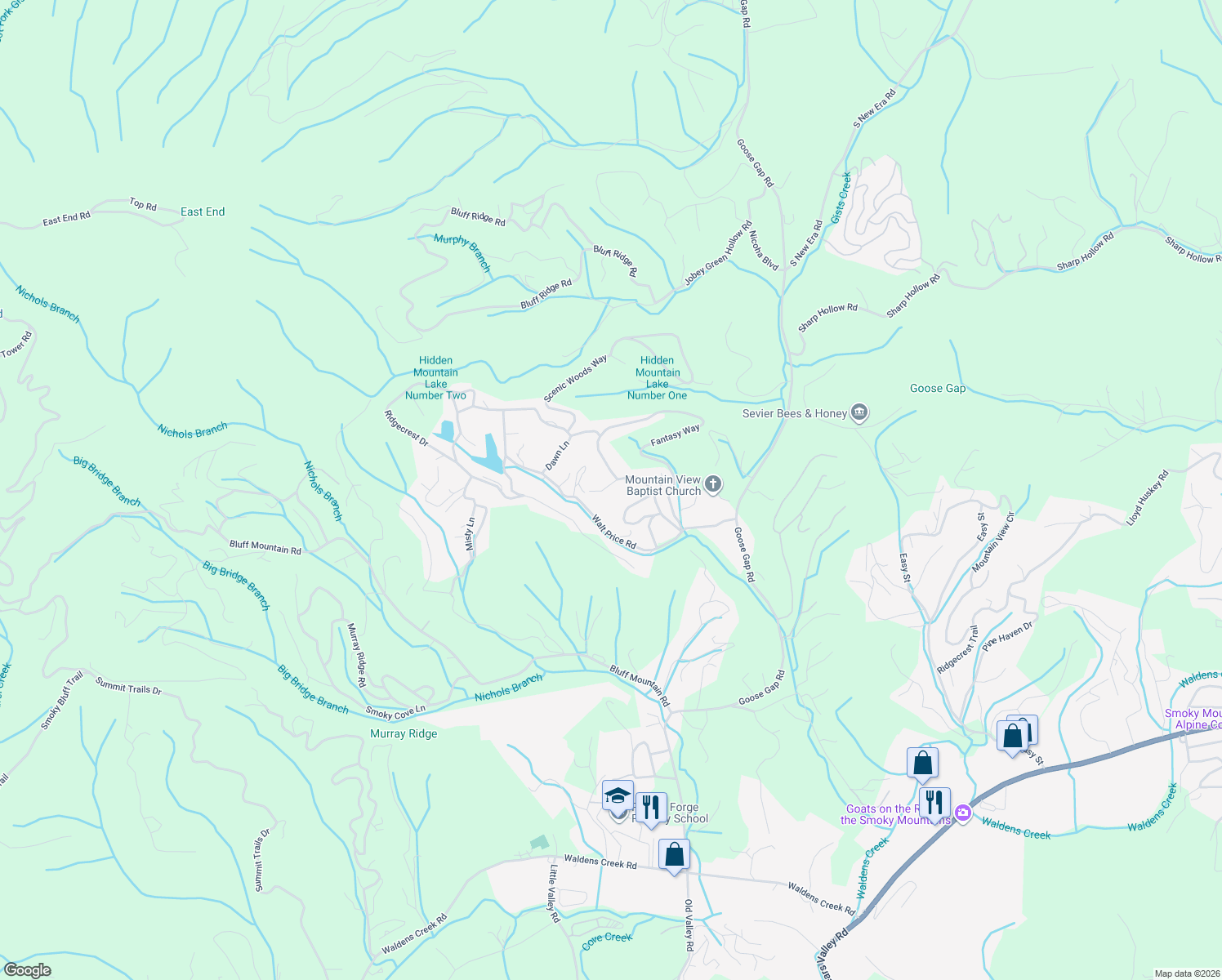 map of restaurants, bars, coffee shops, grocery stores, and more near 1509 Still Rest Road in Sevierville