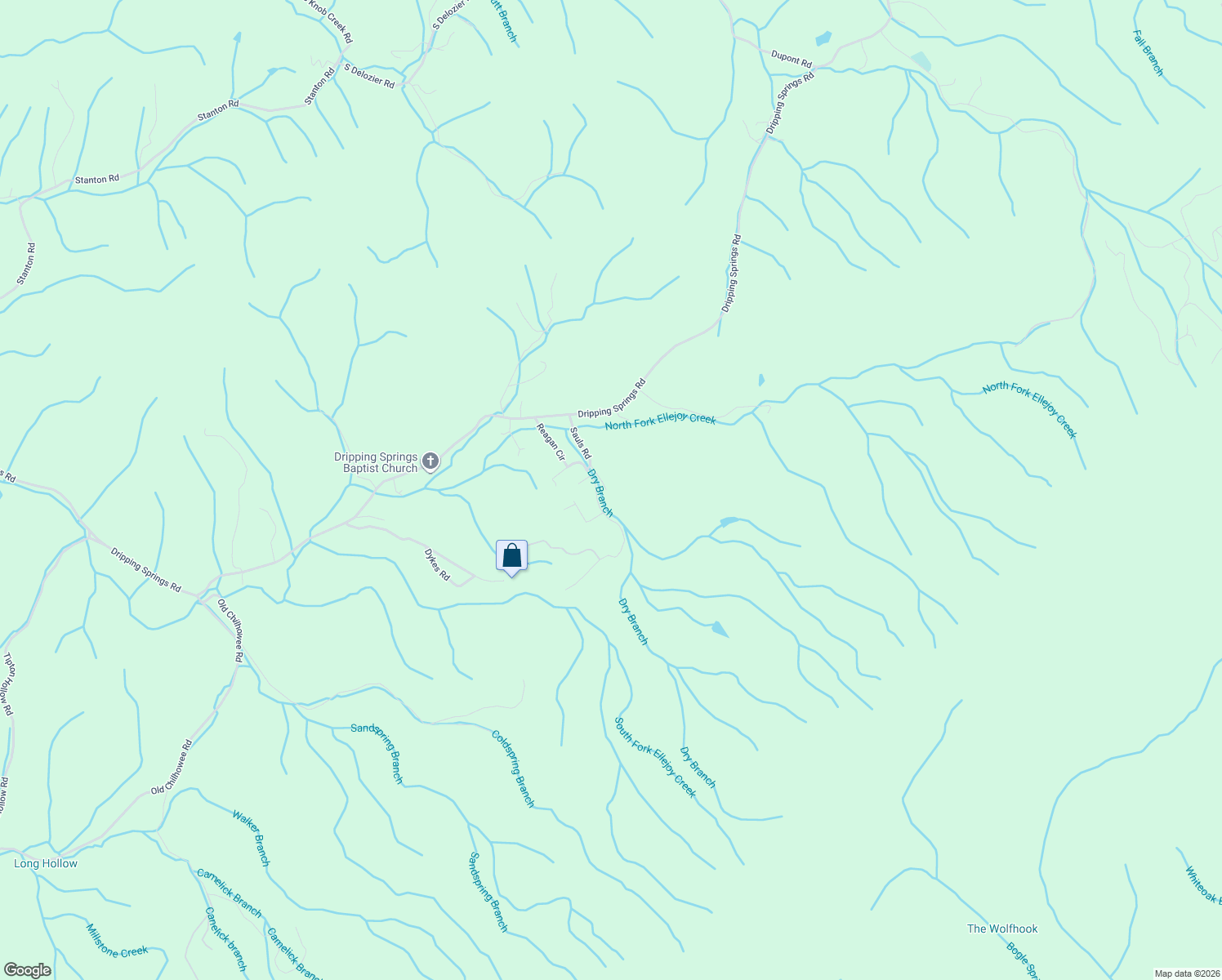 map of restaurants, bars, coffee shops, grocery stores, and more near Sauls Road in Sevier County