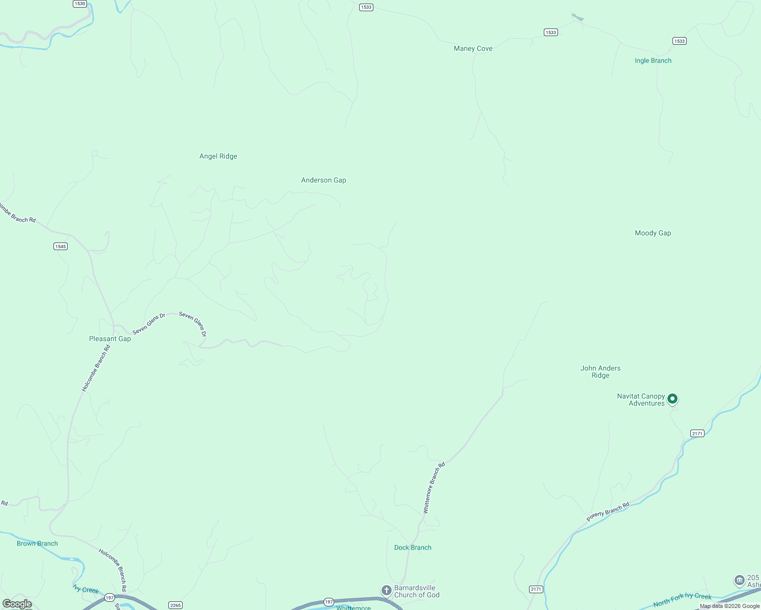 map of restaurants, bars, coffee shops, grocery stores, and more near 54 Locust Grove Lane in Mars Hill